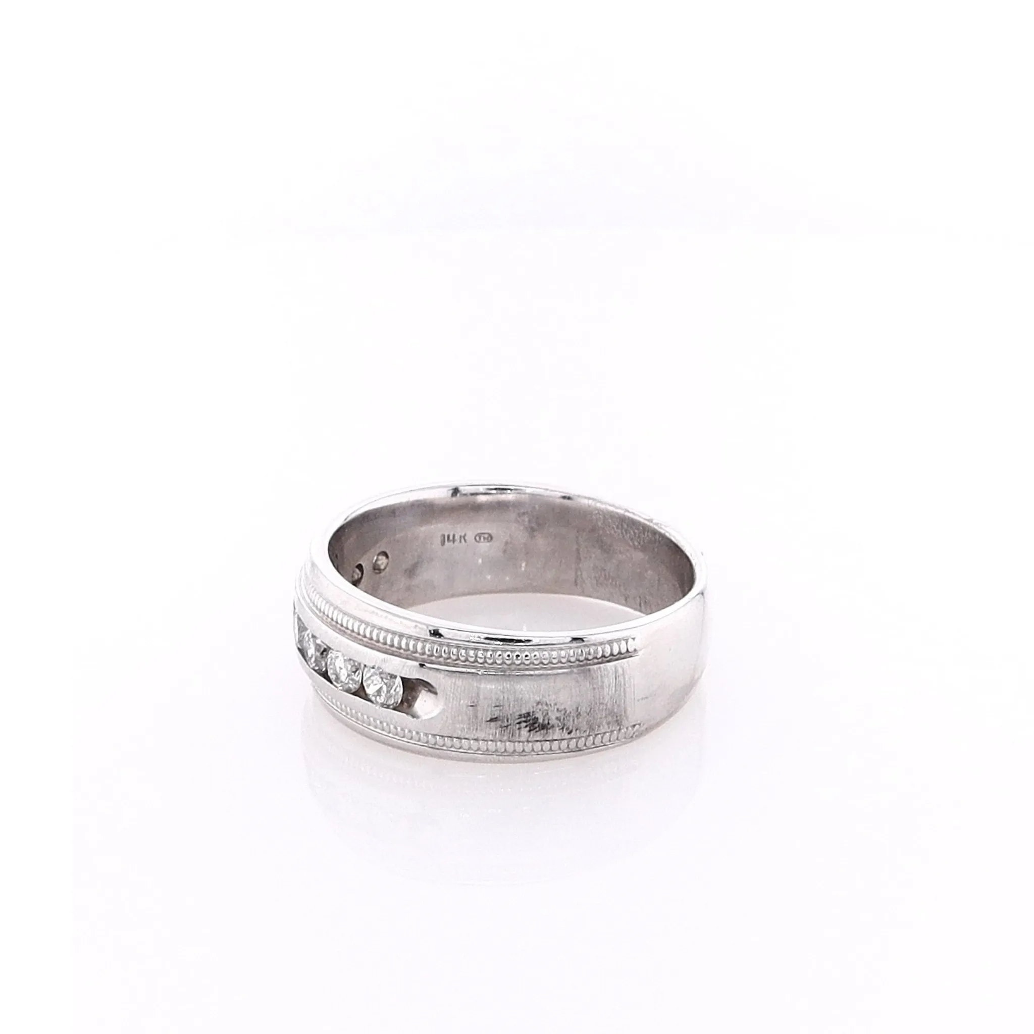 Estate 14k White Gold Satin Center Wedding Band