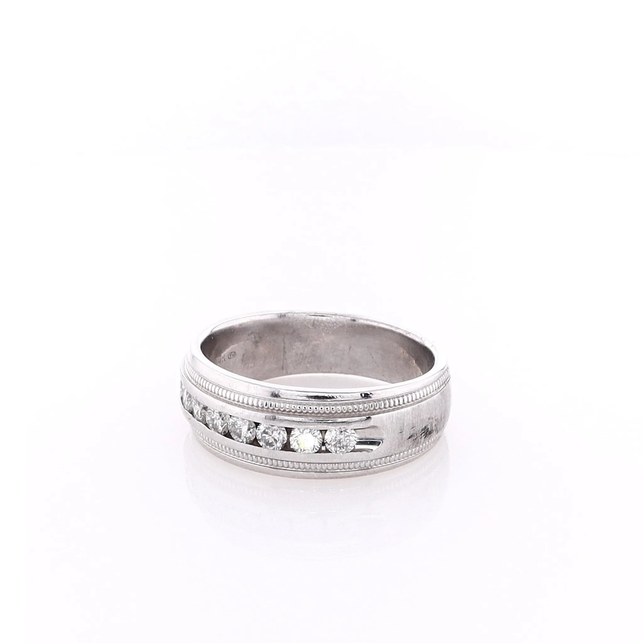 Estate 14k White Gold Satin Center Wedding Band