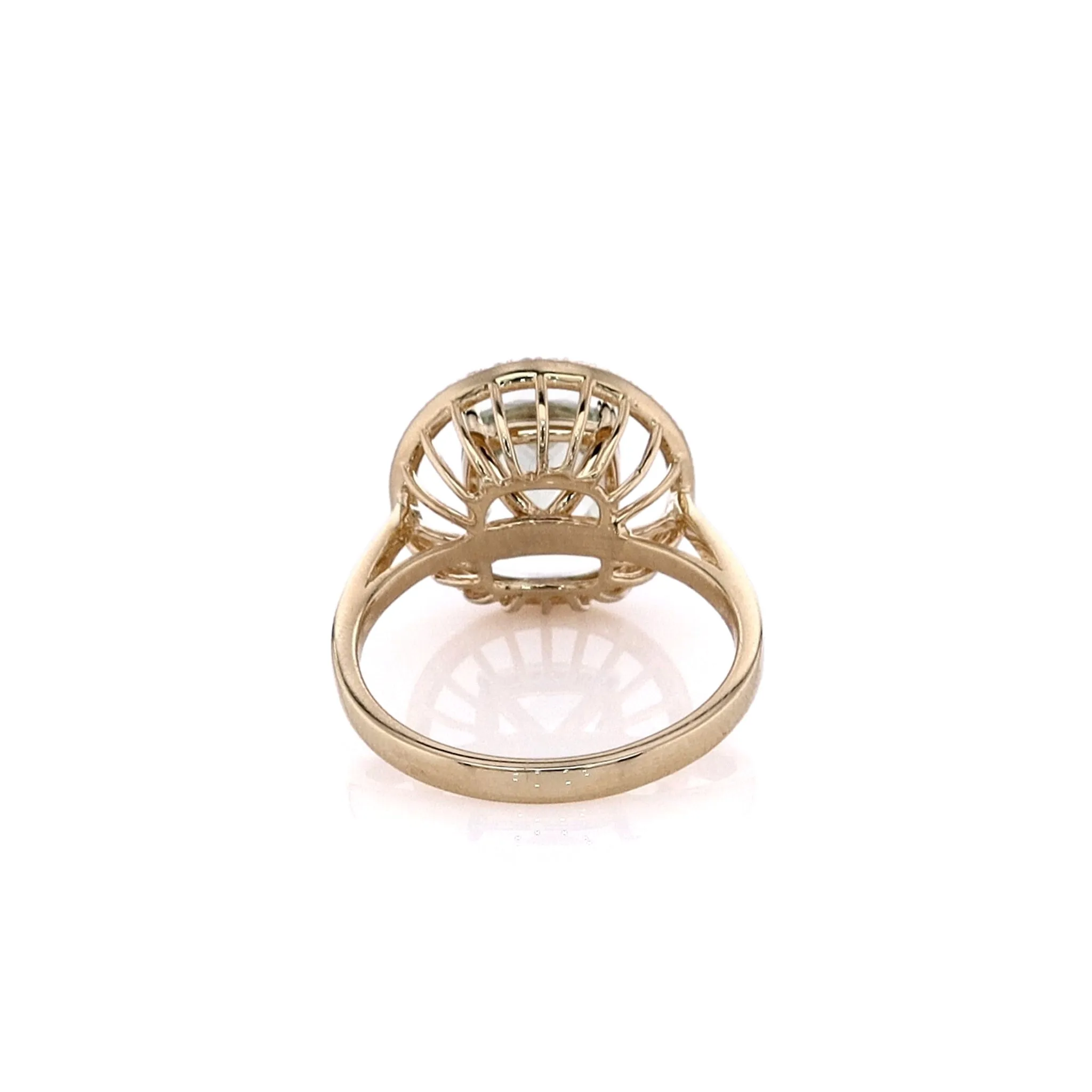 Estate 14k Yellow Gold Diamond and Prasiolite Ring
