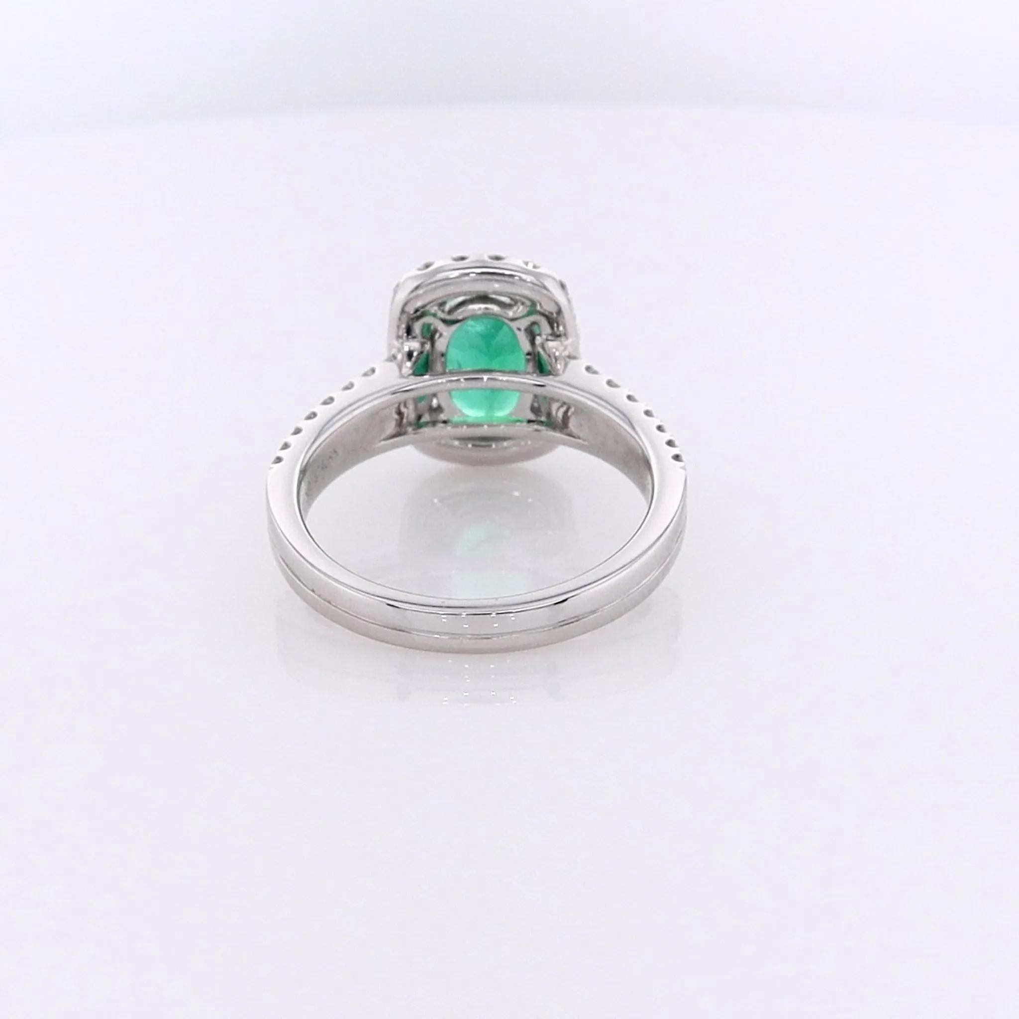 Estate 18 Karat White Gold Emerald and Diamond Ring