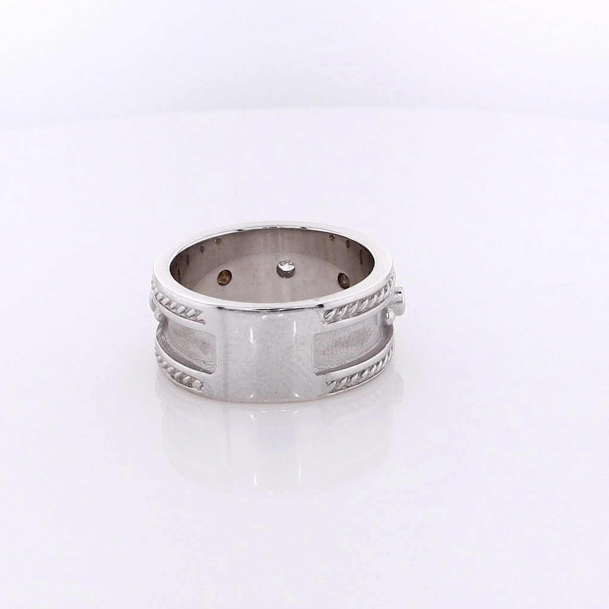 Estate 18 Karat White Gold Wide Diamond Ring