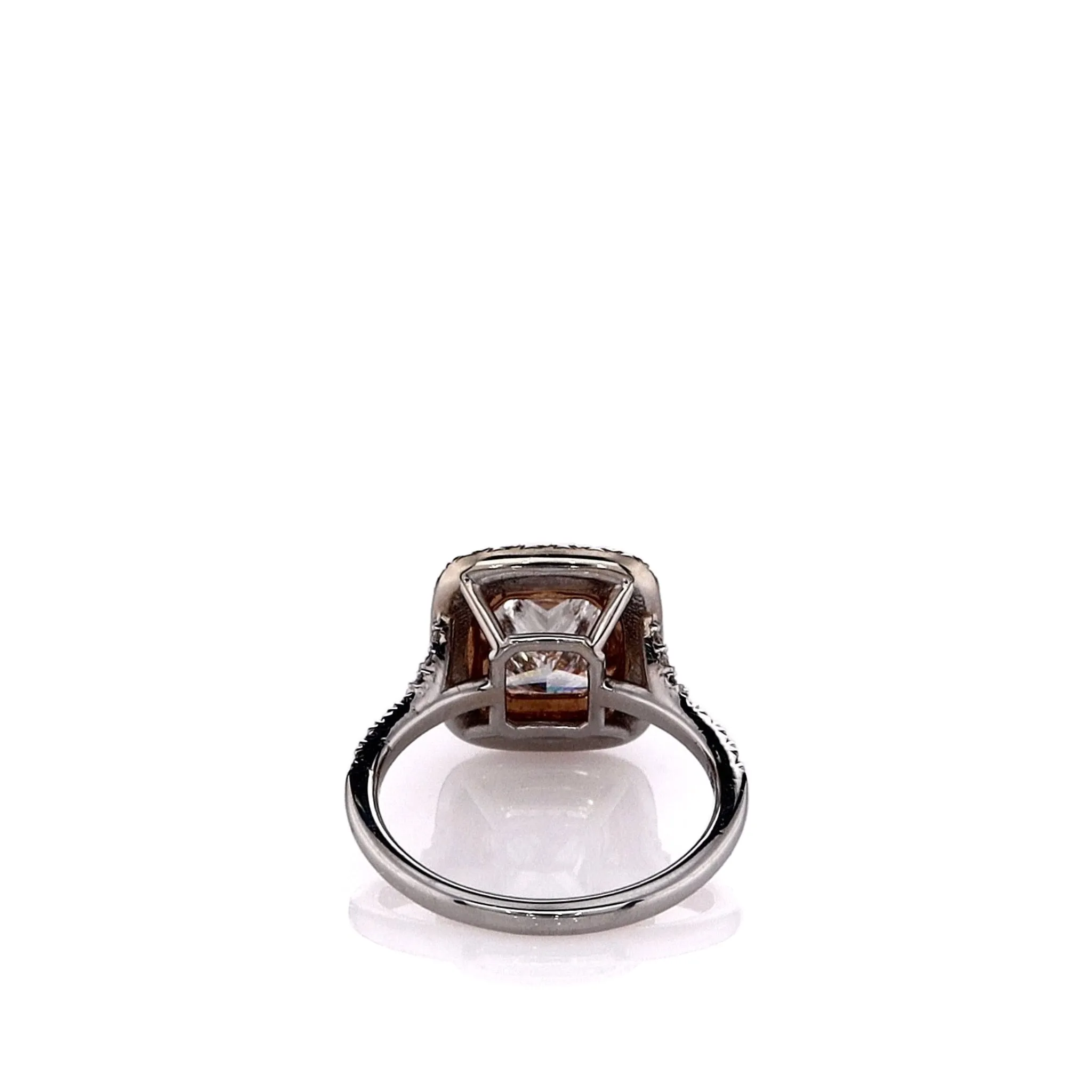 Estate 18k Two-Tone Pink Diamond Double Halo Split Shank Engagement Ring
