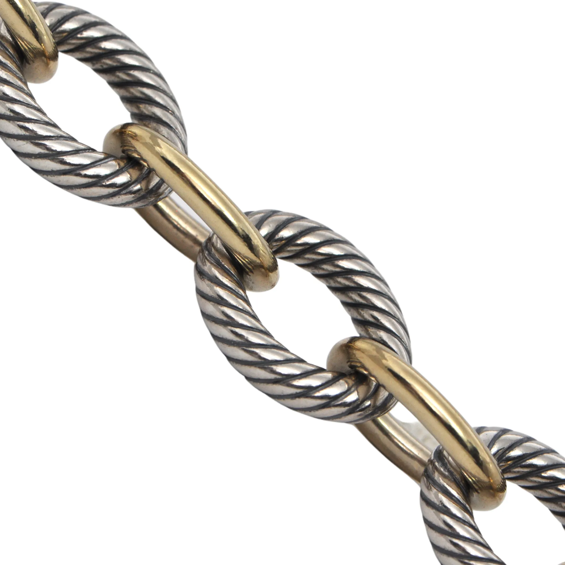 Estate David Yurman Oval Link 18k Gold and Sterling 15 3/4" Necklace