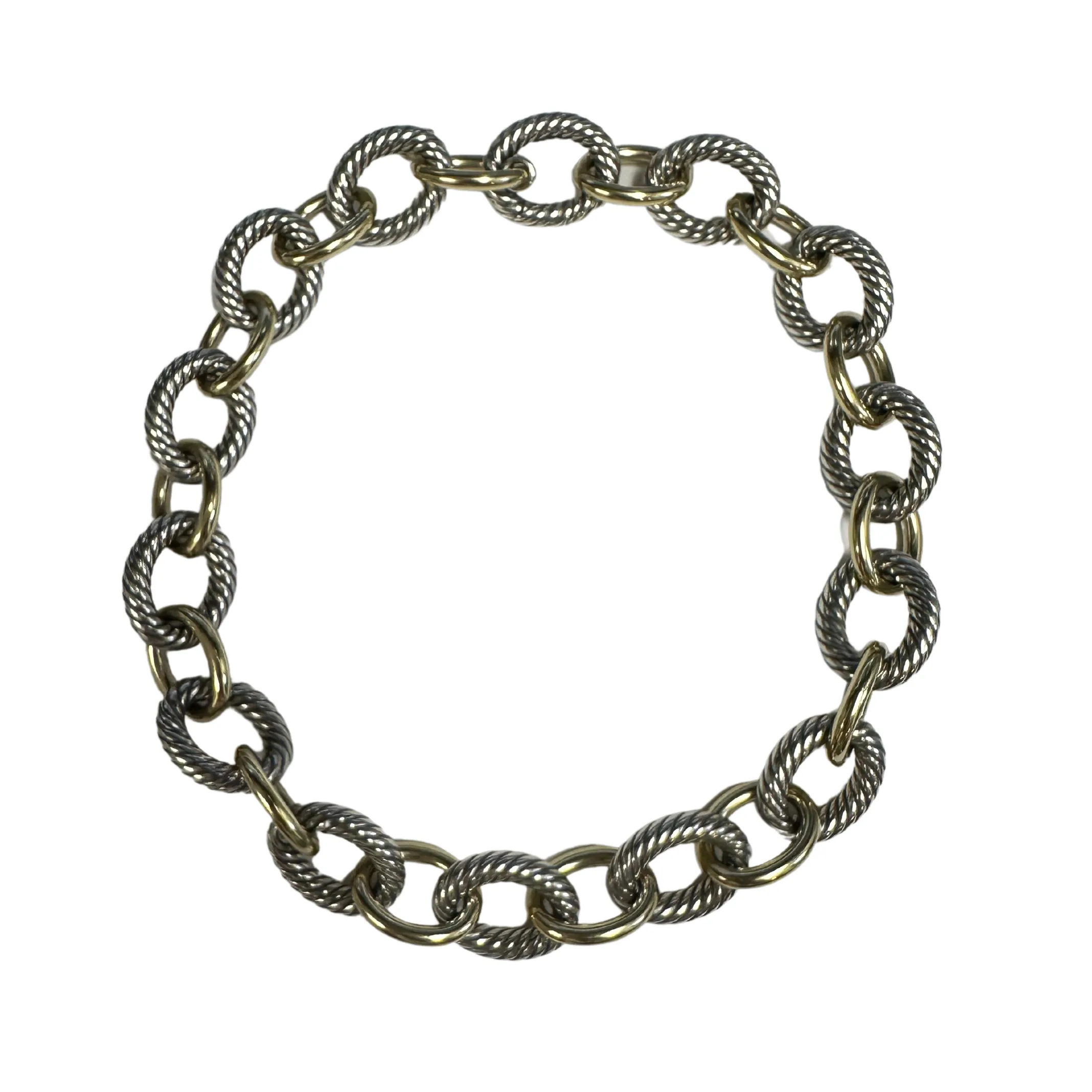Estate David Yurman Oval Link 18k Gold and Sterling 15 3/4" Necklace