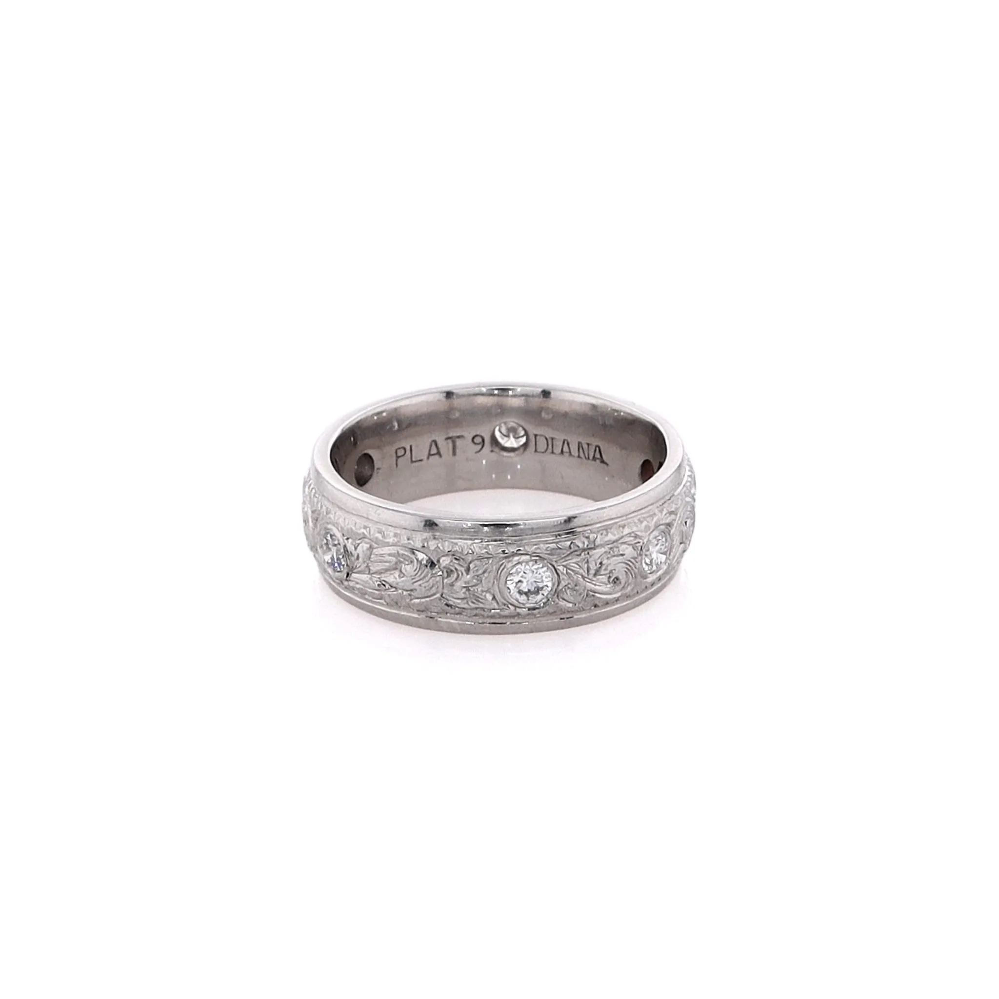 Estate Platinum Drill Set Diamond Wedding Band
