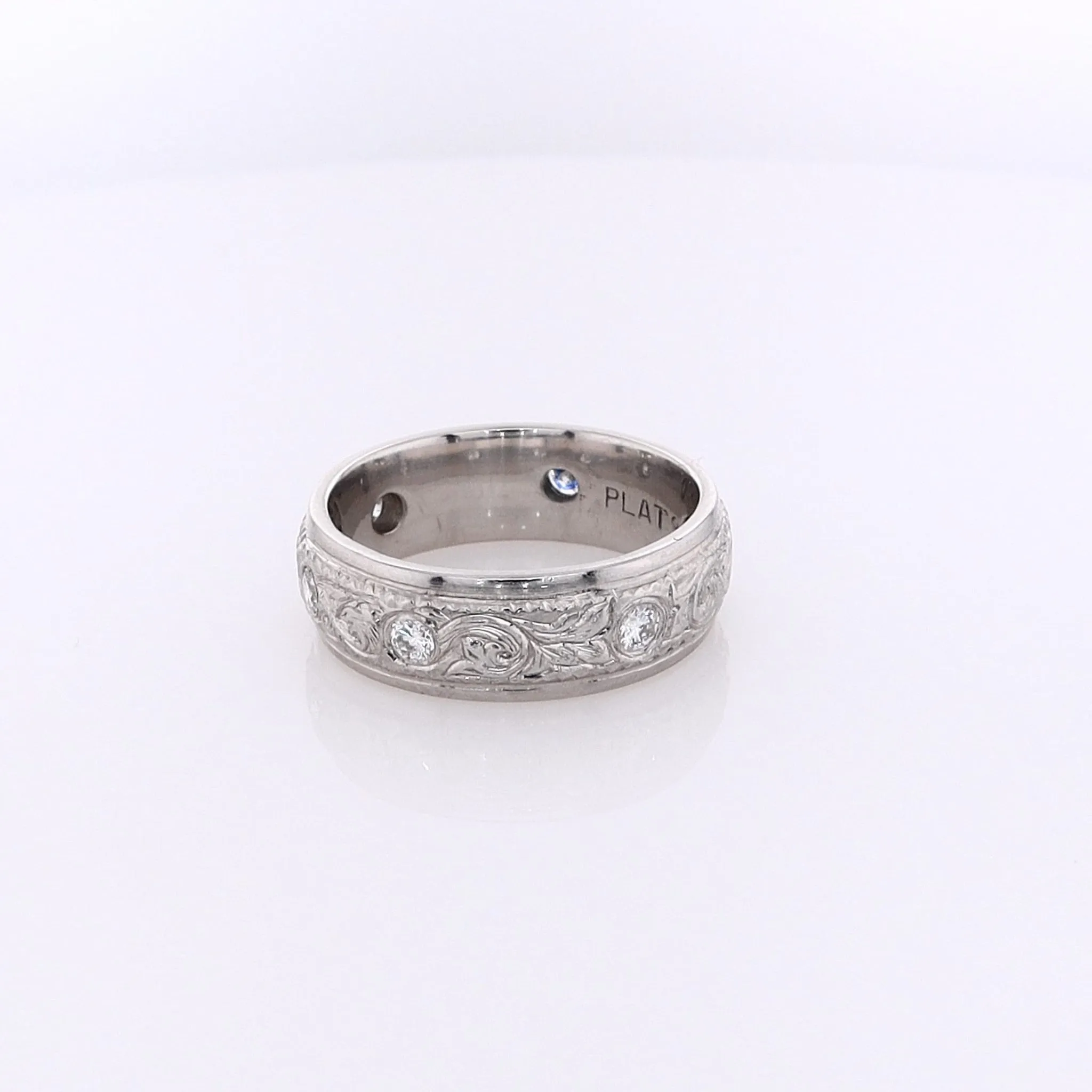 Estate Platinum Drill Set Diamond Wedding Band