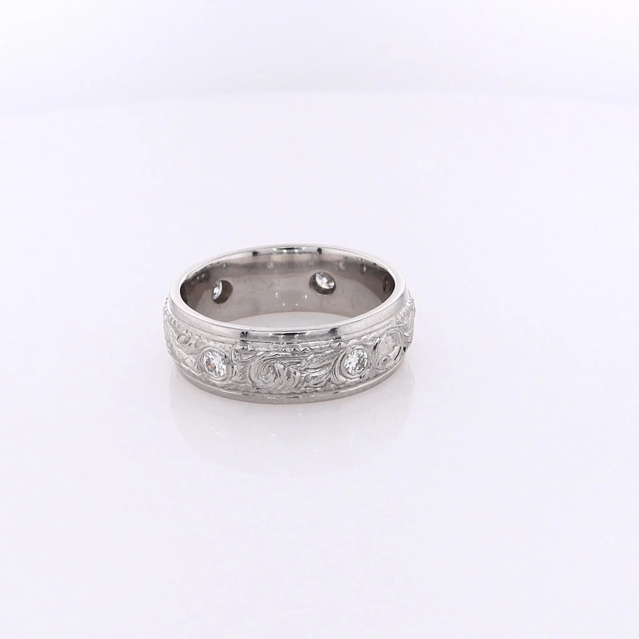 Estate Platinum Drill Set Diamond Wedding Band