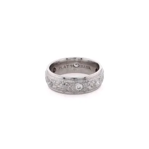 Estate Platinum Drill Set Diamond Wedding Band