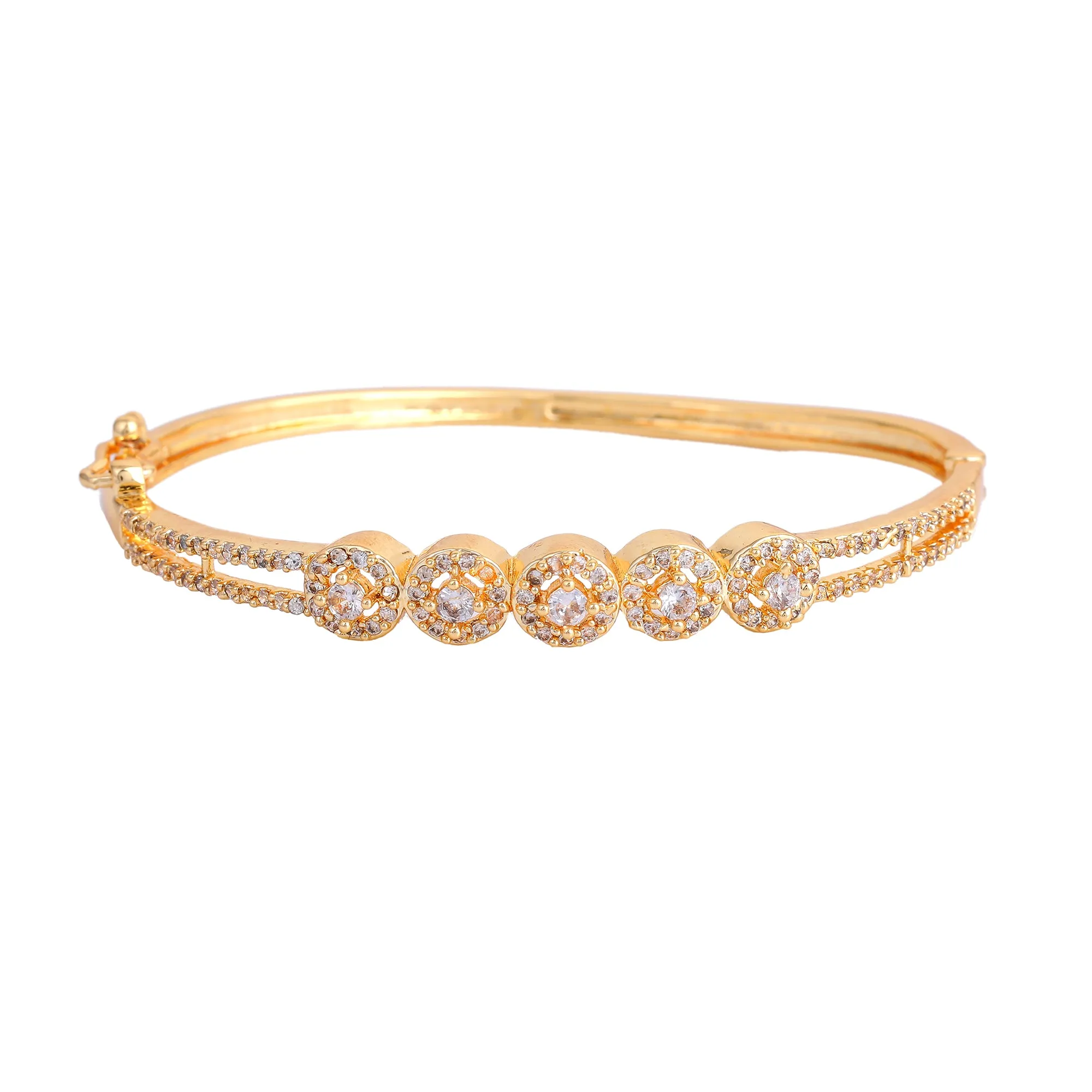Estele Eternal Radiance: Delicate & Lightweight American Diamond Bracelet with Glossy Gold Plated for Women A Statement of Luxury & Grace