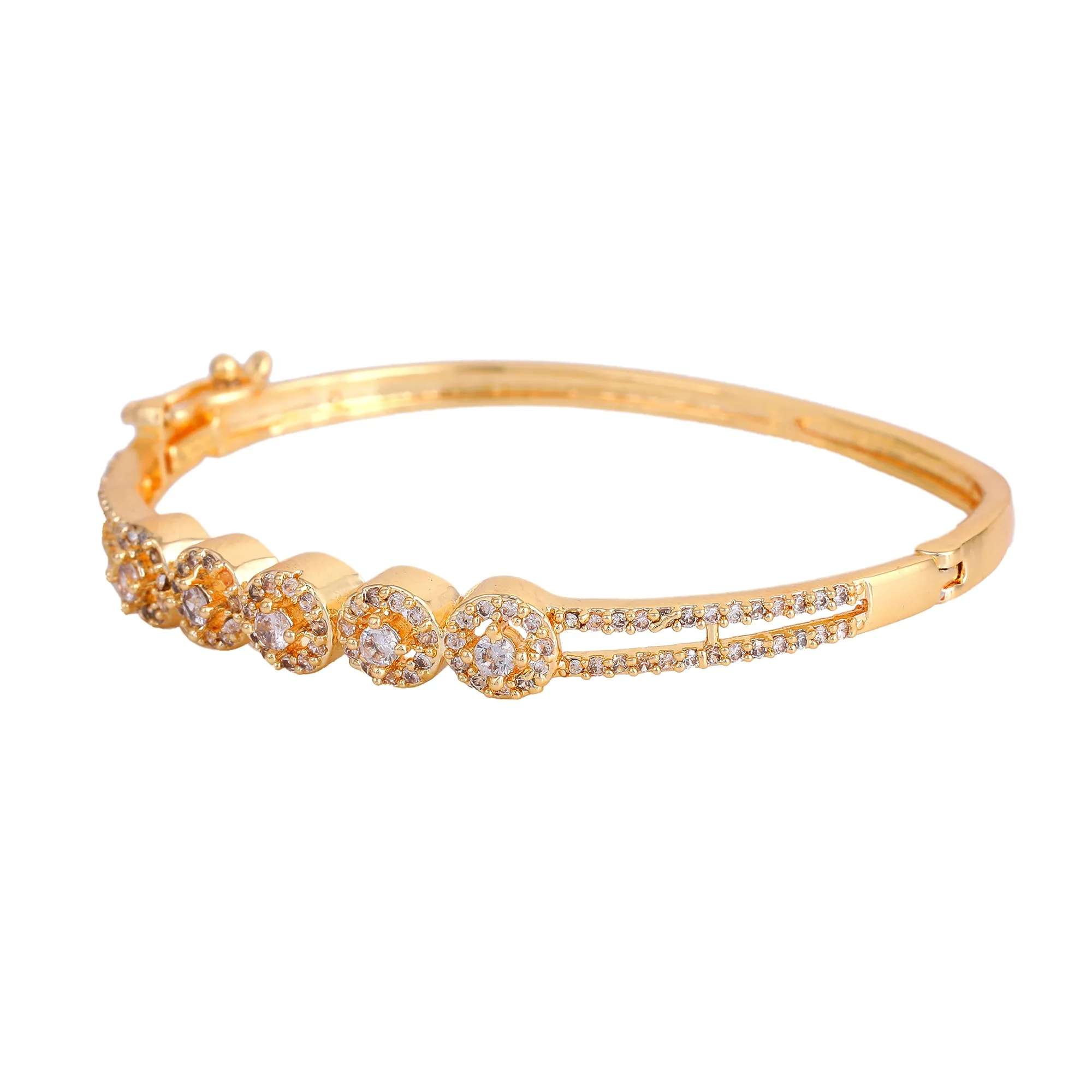 Estele Eternal Radiance: Delicate & Lightweight American Diamond Bracelet with Glossy Gold Plated for Women A Statement of Luxury & Grace