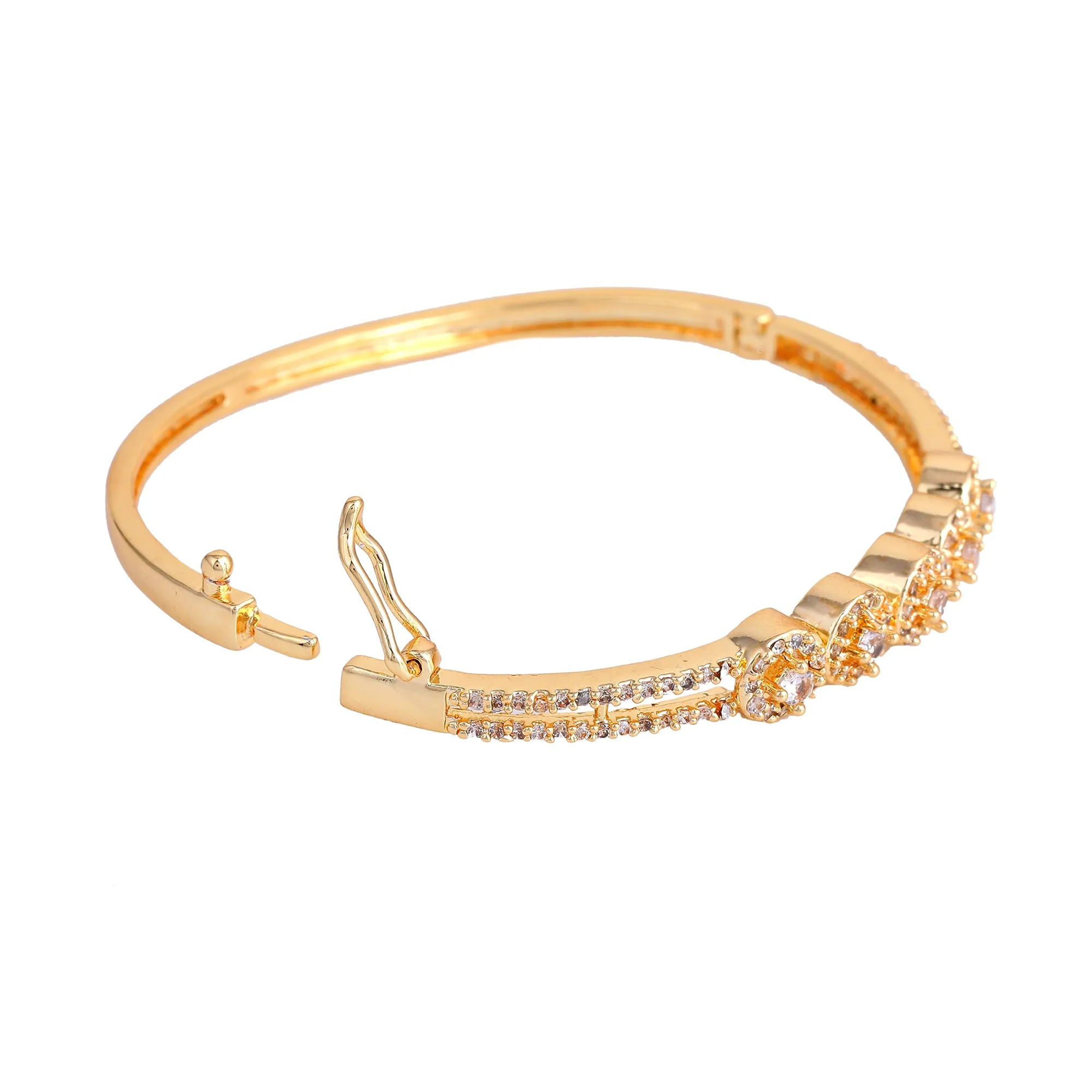 Estele Eternal Radiance: Delicate & Lightweight American Diamond Bracelet with Glossy Gold Plated for Women A Statement of Luxury & Grace