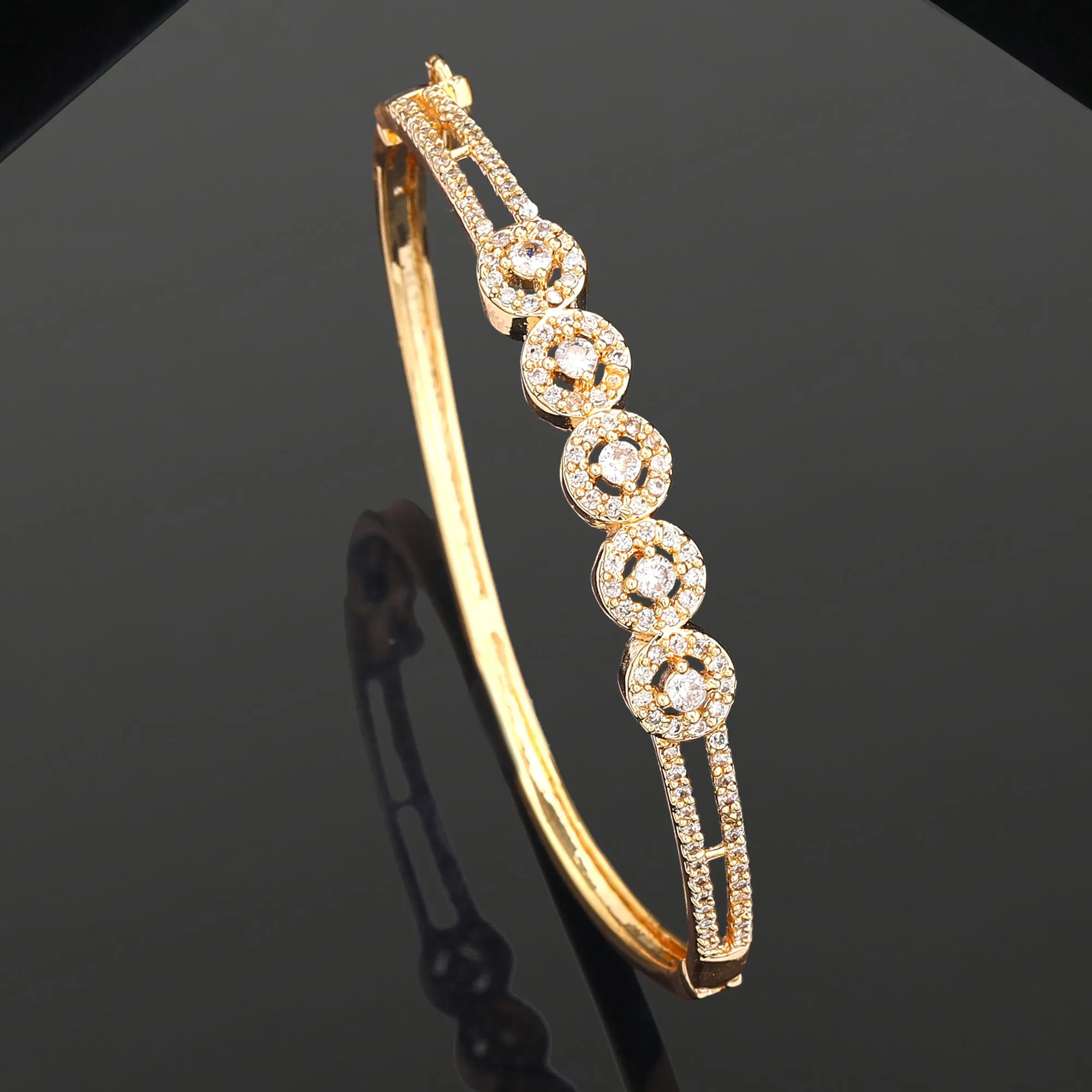 Estele Eternal Radiance: Delicate & Lightweight American Diamond Bracelet with Glossy Gold Plated for Women A Statement of Luxury & Grace