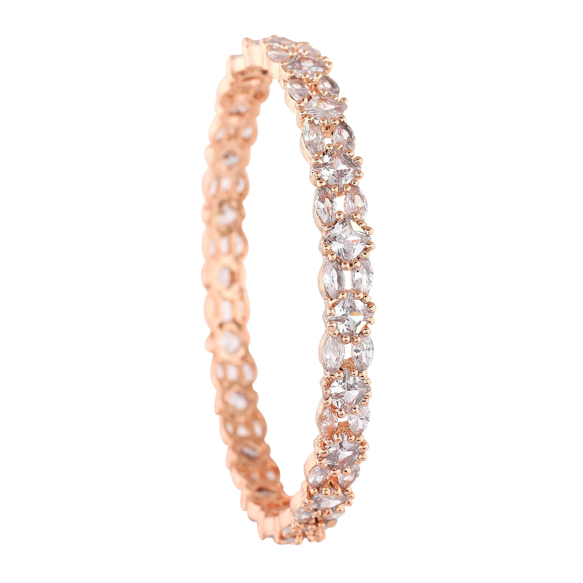 Estele Exclusive Rosegold-Plated with Stunning White American Diamond 2:6 Size Bangles |Dazzling Jewelry for Womens Special Occasions