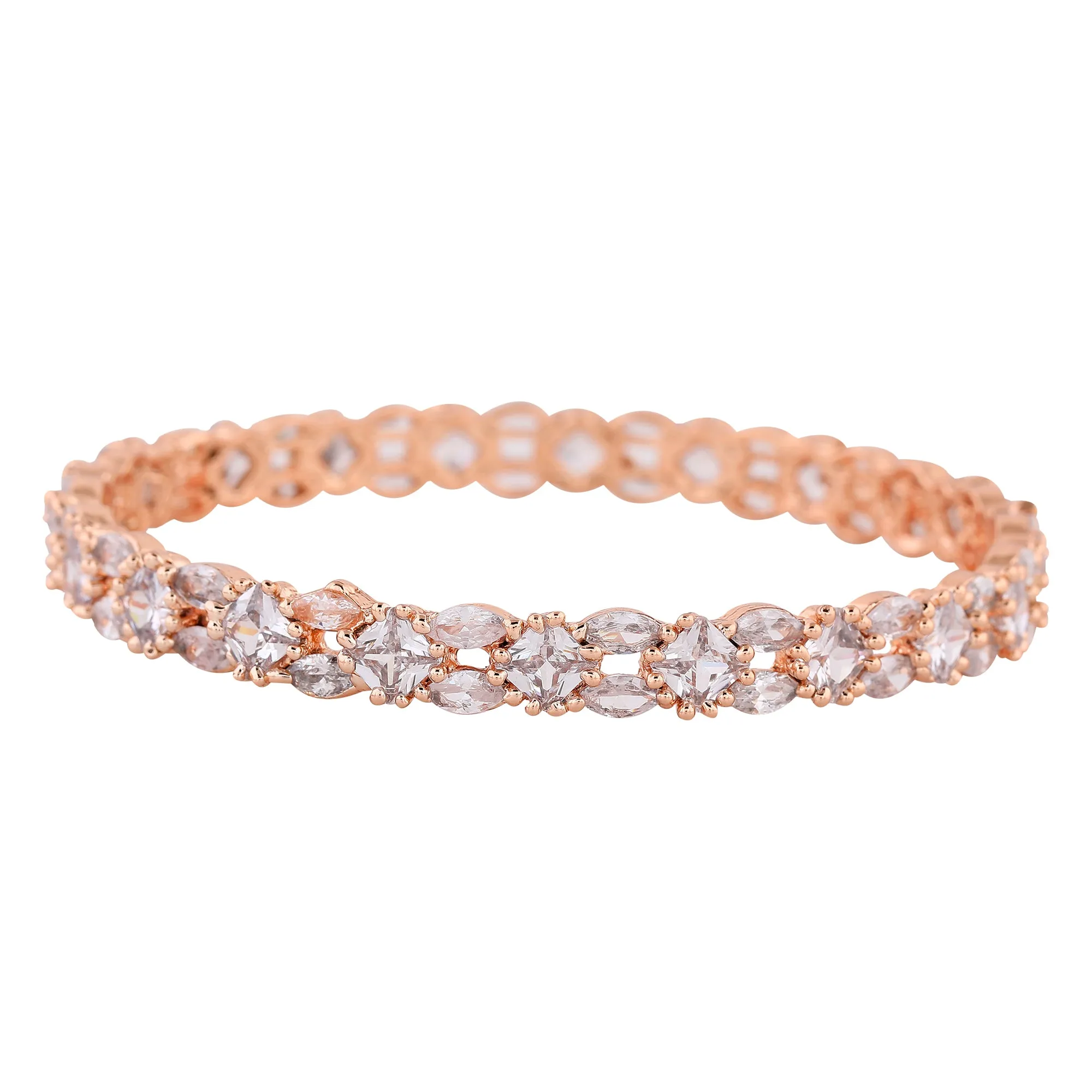 Estele Exclusive Rosegold-Plated with Stunning White American Diamond 2:6 Size Bangles |Dazzling Jewelry for Womens Special Occasions