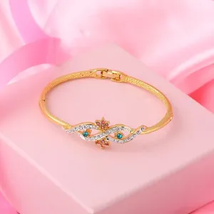Estele Gold Plated Flower Wave Infinity Cuff Bracelet for women