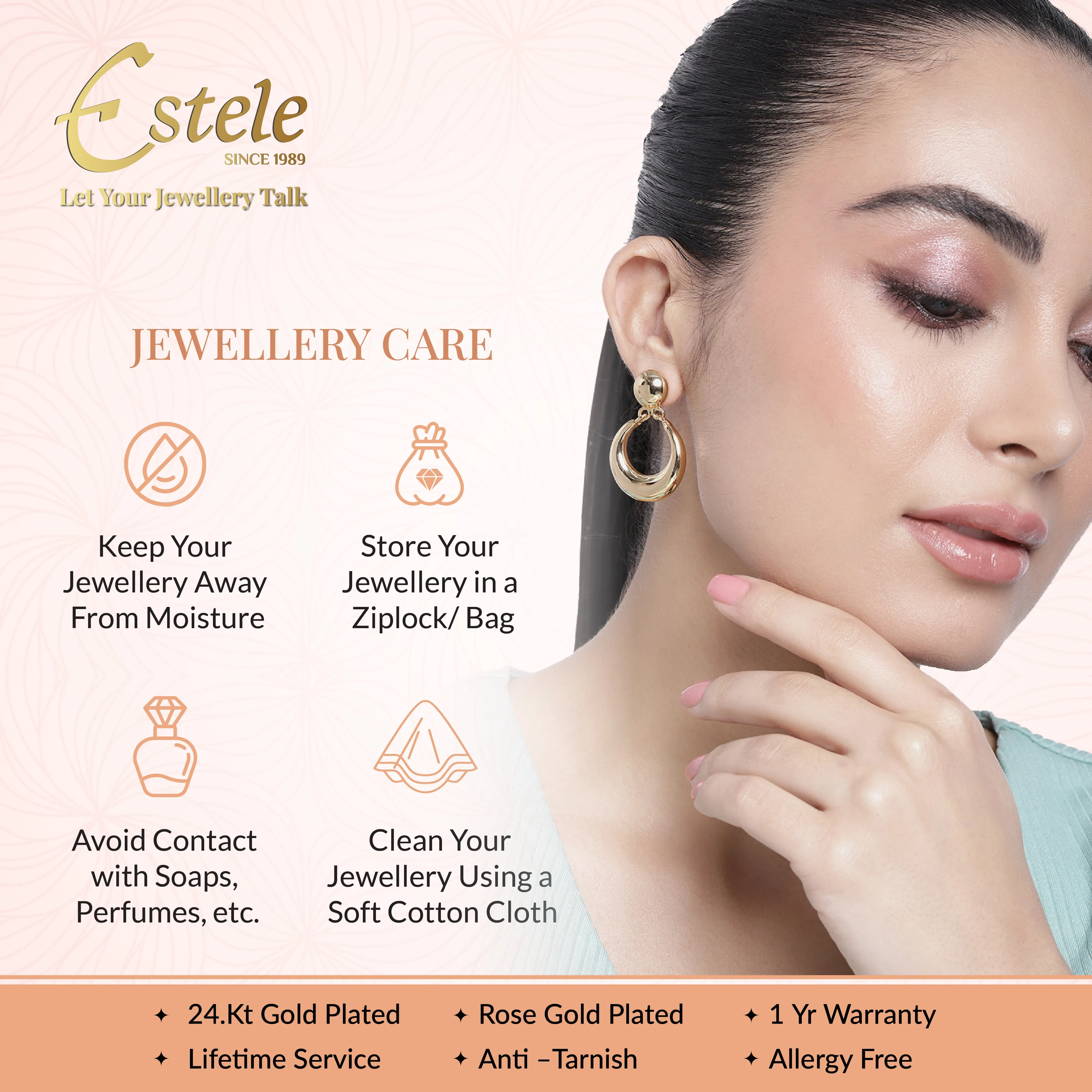 Estele Gold Plated Hula Hoop Bracelet with Box Clasp for women