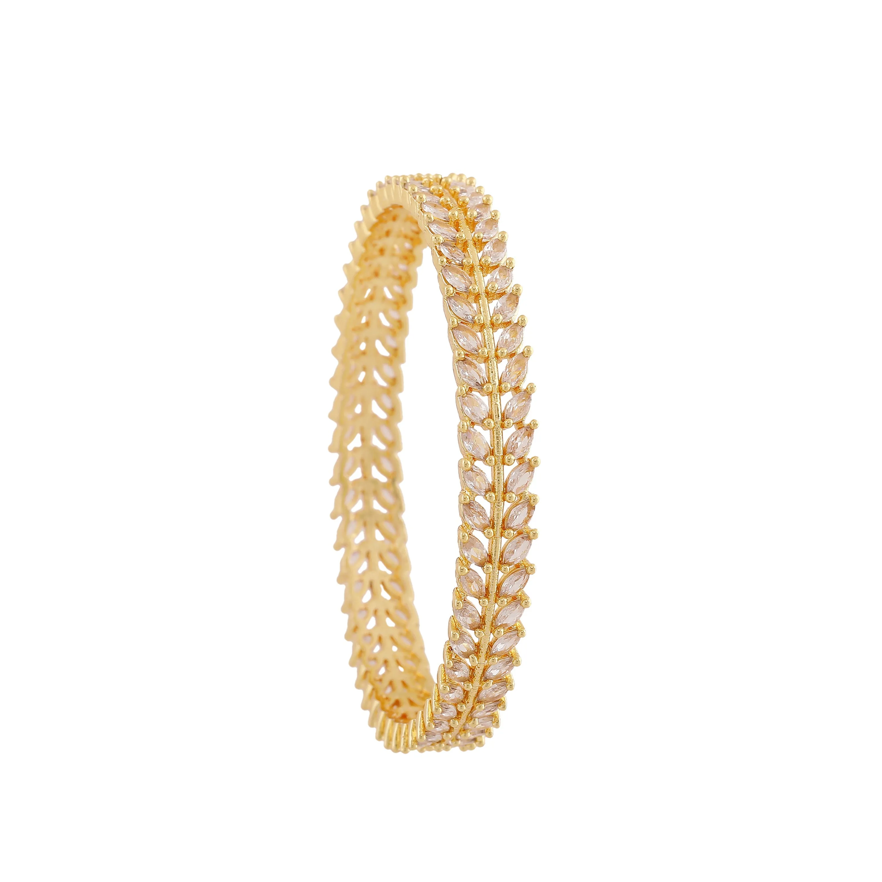 Estele Gold Plated Sparkling White American Diamond Bangles|Available Sizes in 2:6 & 2:8|A Dazzling Choice for Modern Women