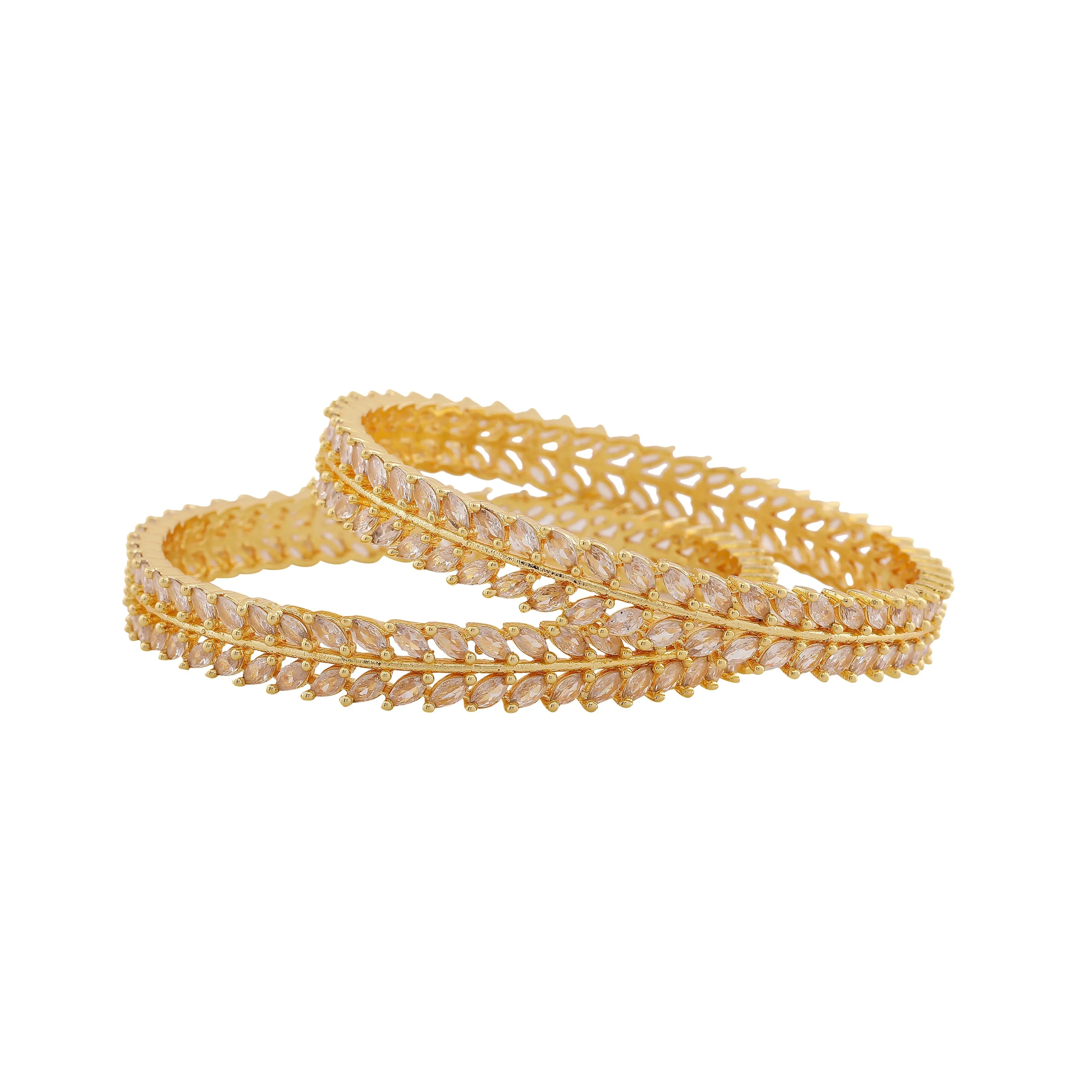 Estele Gold Plated Sparkling White American Diamond Bangles|Available Sizes in 2:6 & 2:8|A Dazzling Choice for Modern Women
