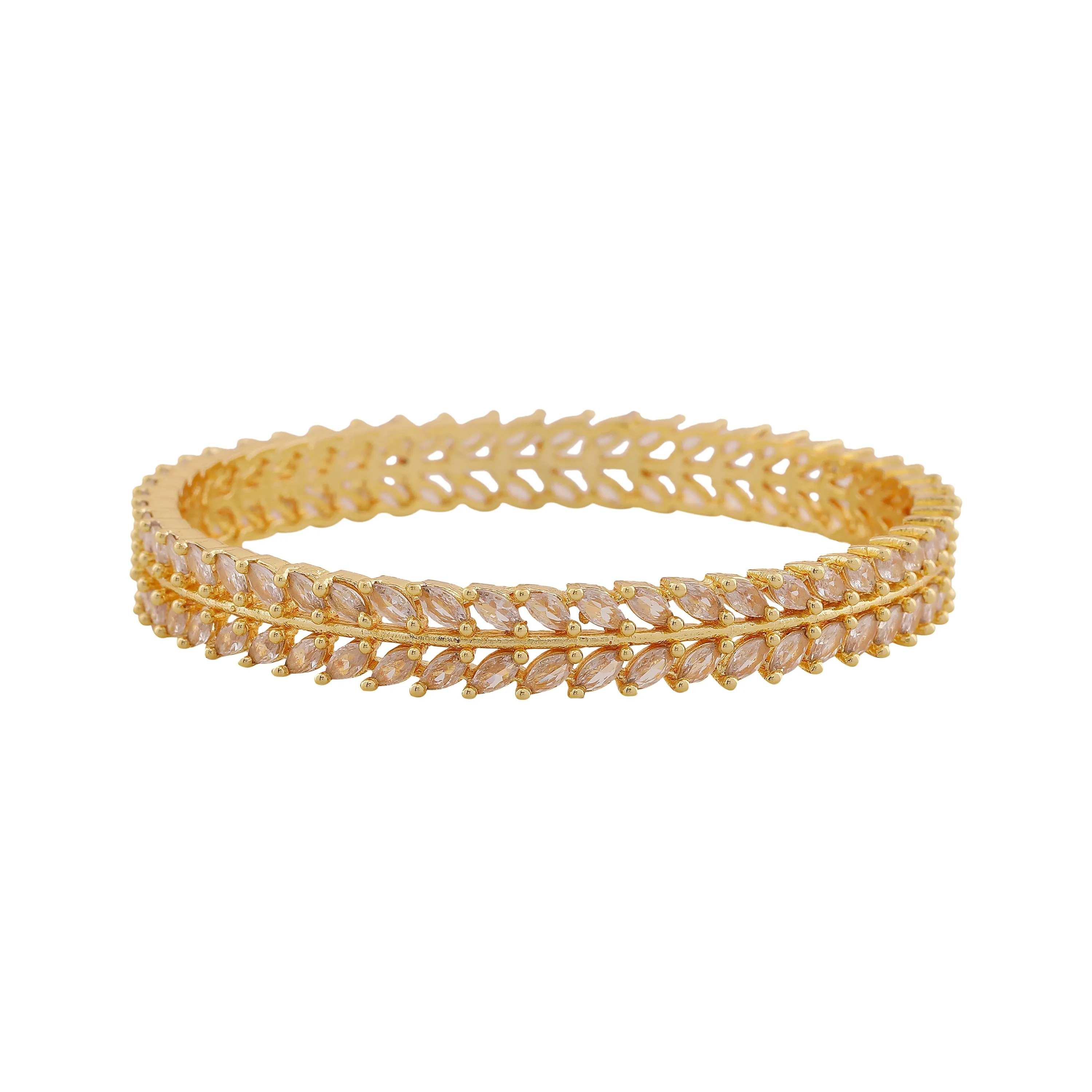 Estele Gold Plated Sparkling White American Diamond Bangles|Available Sizes in 2:6 & 2:8|A Dazzling Choice for Modern Women