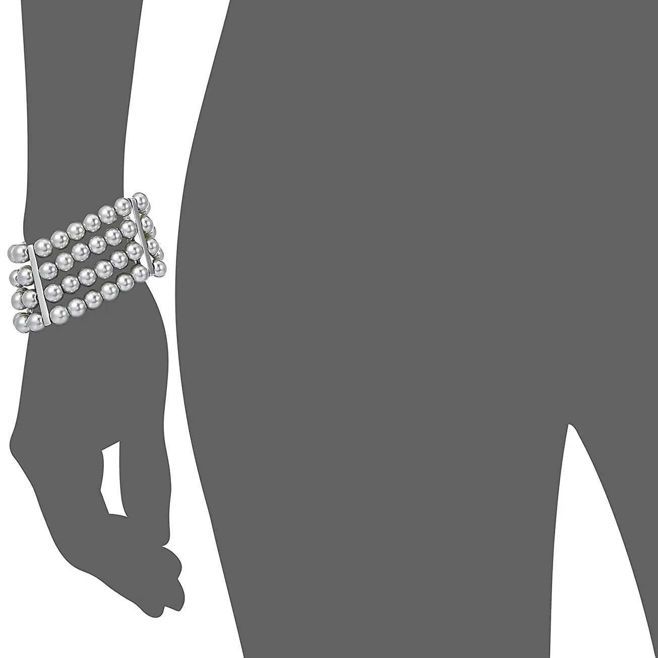 Estele - Grey Pearl Four Line Bracelet
