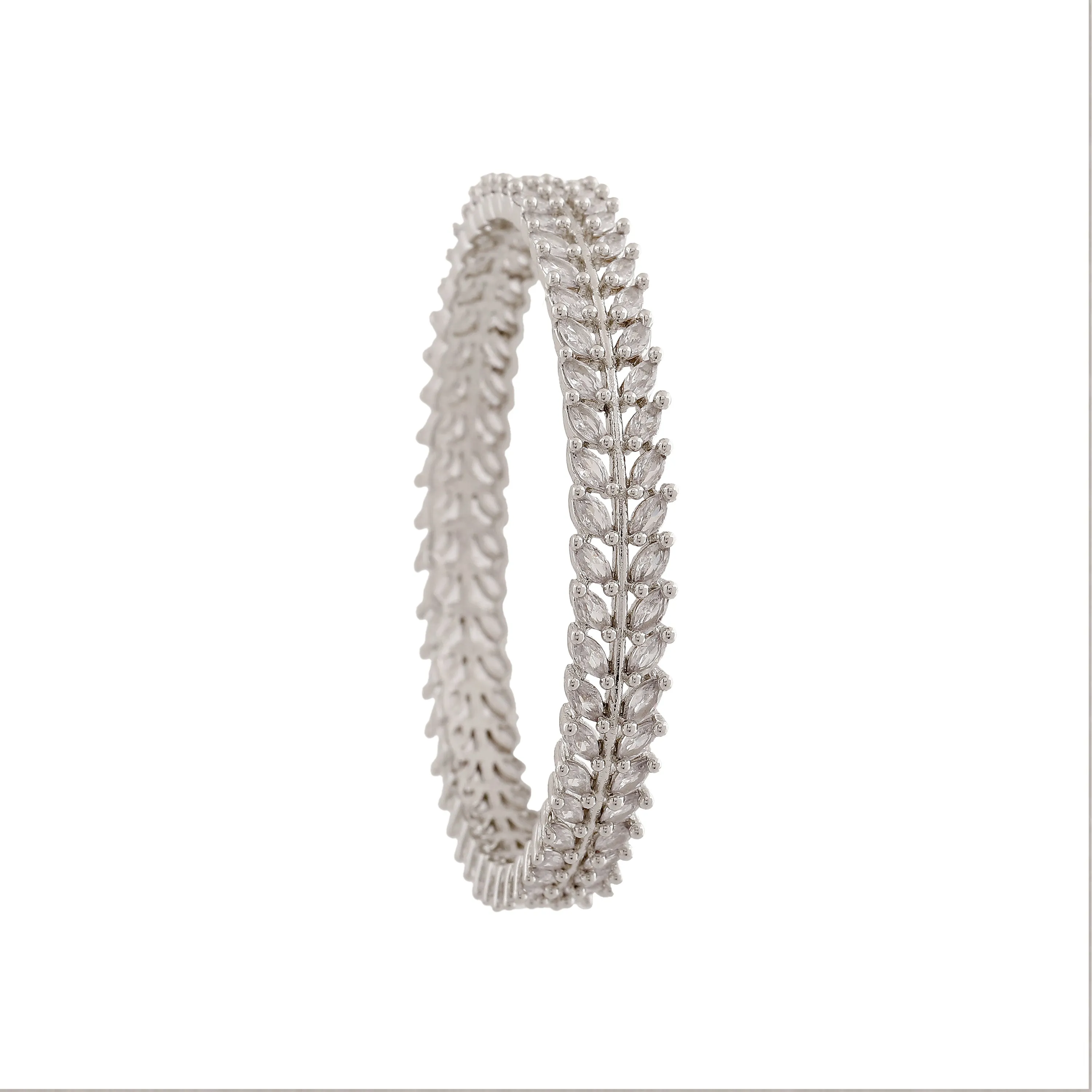 Estele Rhodium Plated Luxurious White American Diamond Bangles | Available Sizes in 2:6 & 2:8|A Dazzling Choice for Modern Women