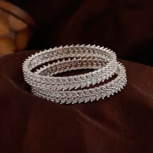 Estele Rhodium Plated Luxurious White American Diamond Bangles | Available Sizes in 2:6 & 2:8|A Dazzling Choice for Modern Women
