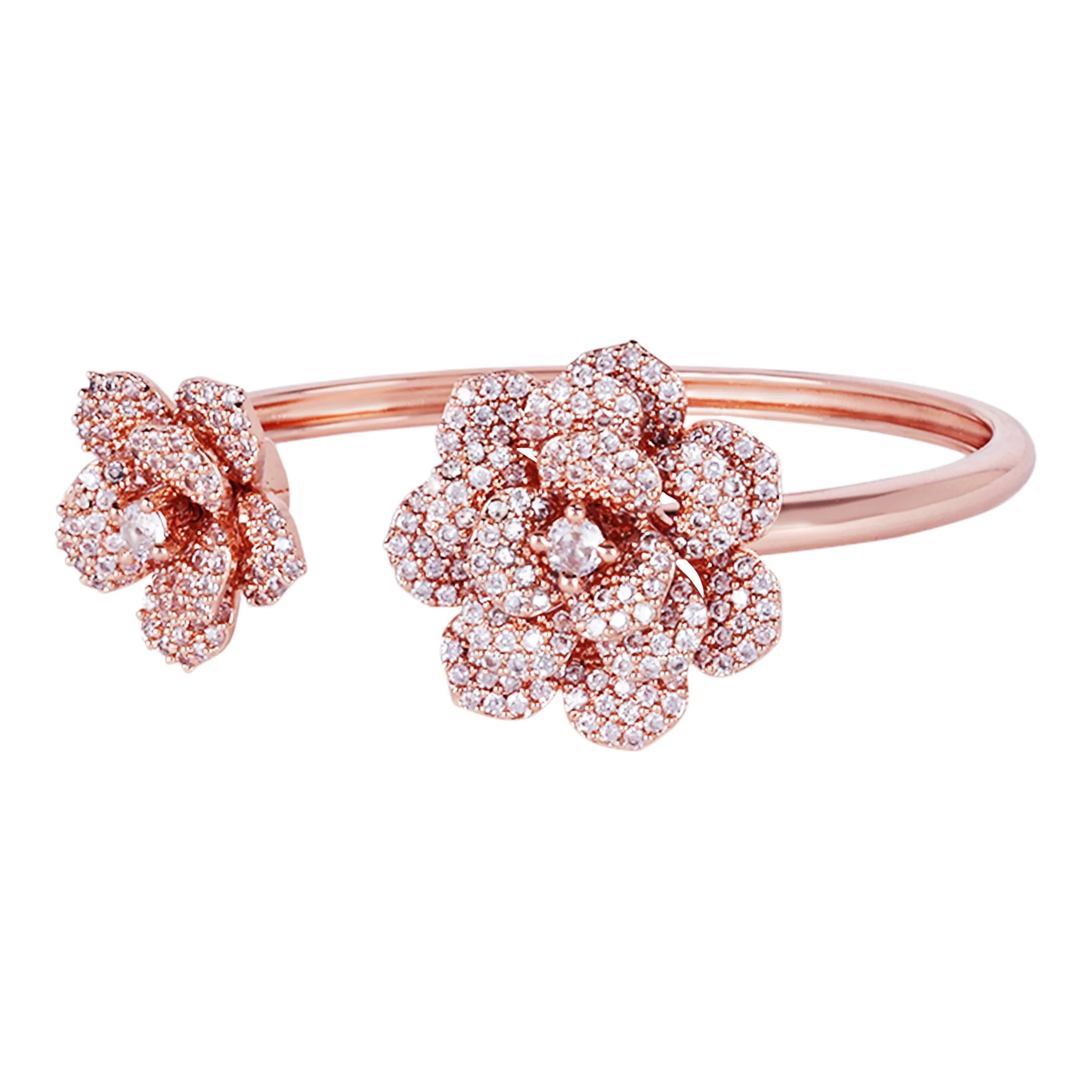 Estele Rose Collectiona??? Exclusive Rose Motif Cuff Bracelet for Women with Premium Rosegold Finish|Adjustable & Comfort Fit for All Wrist Sizes