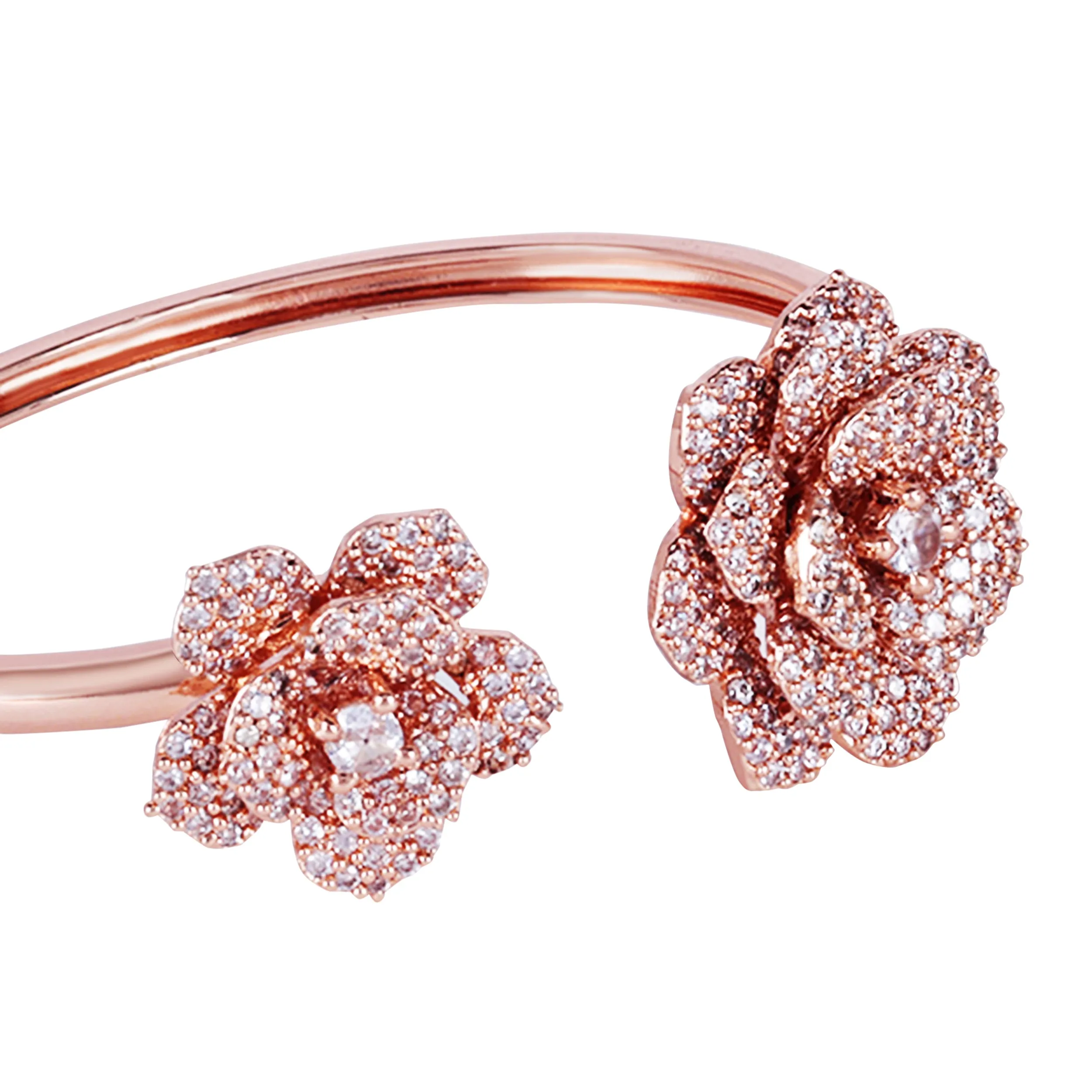 Estele Rose Collectiona??? Exclusive Rose Motif Cuff Bracelet for Women with Premium Rosegold Finish|Adjustable & Comfort Fit for All Wrist Sizes