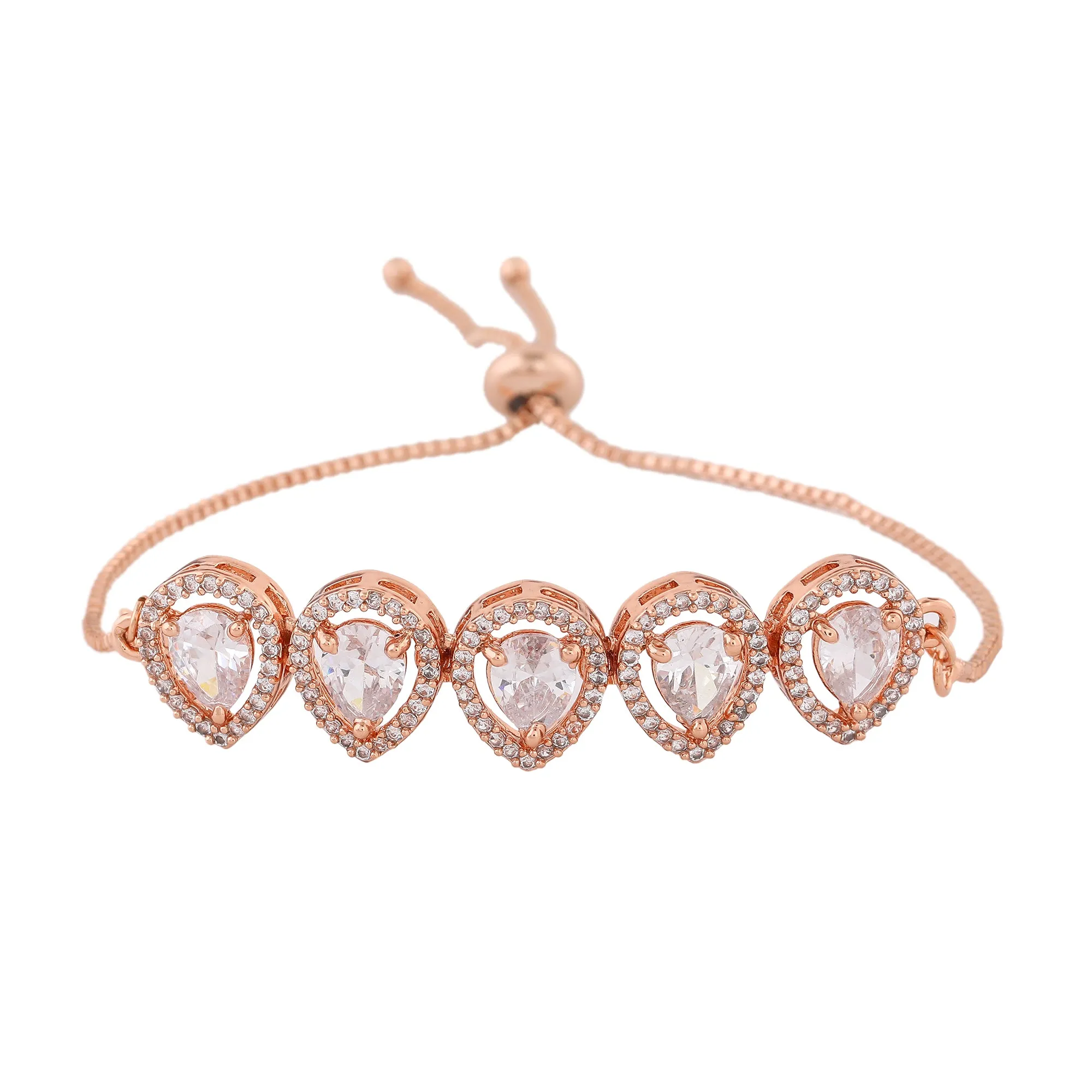 Estele Rose Gold Plated CZ Precious Pears Bracelet for Women