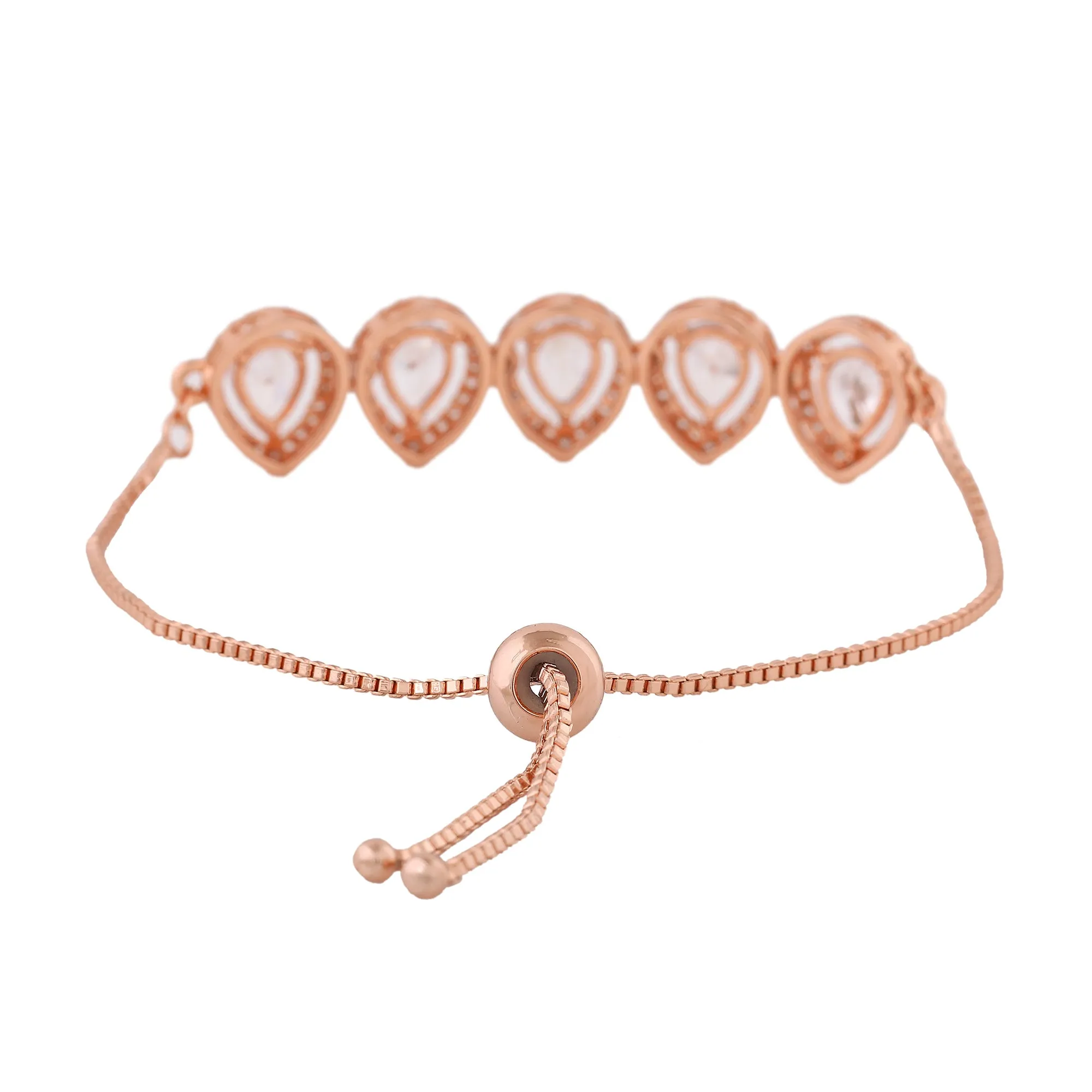 Estele Rose Gold Plated CZ Precious Pears Bracelet for Women