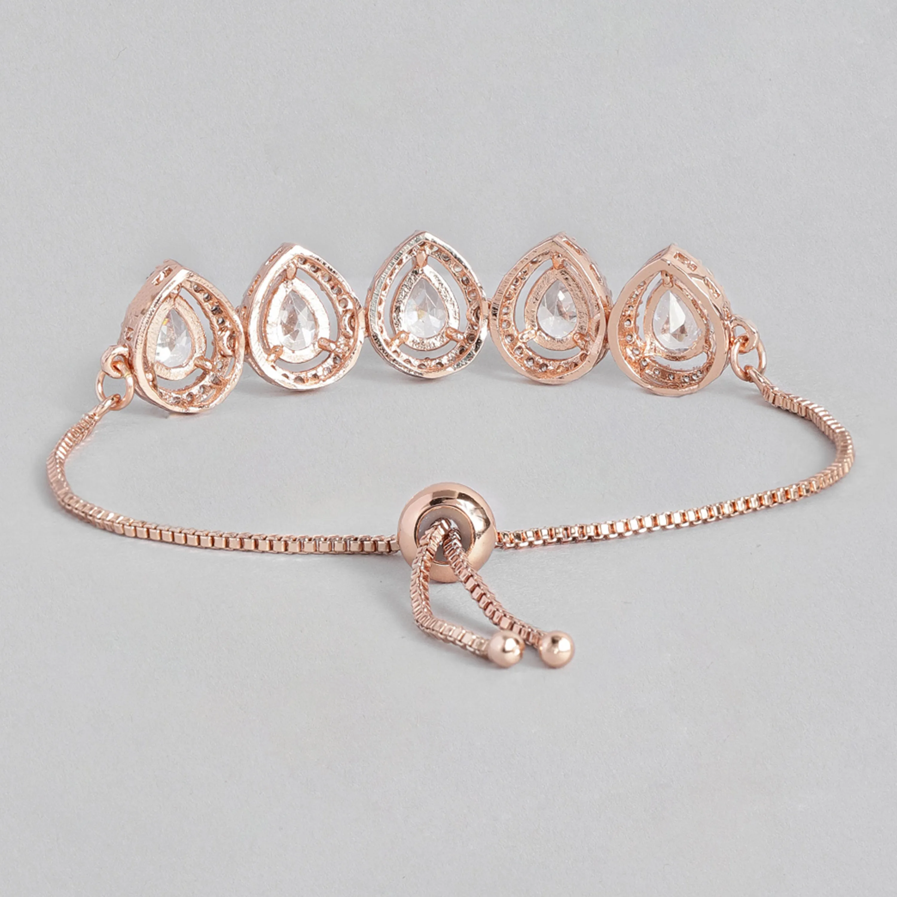Estele Rose Gold Plated CZ Precious Pears Bracelet for Women