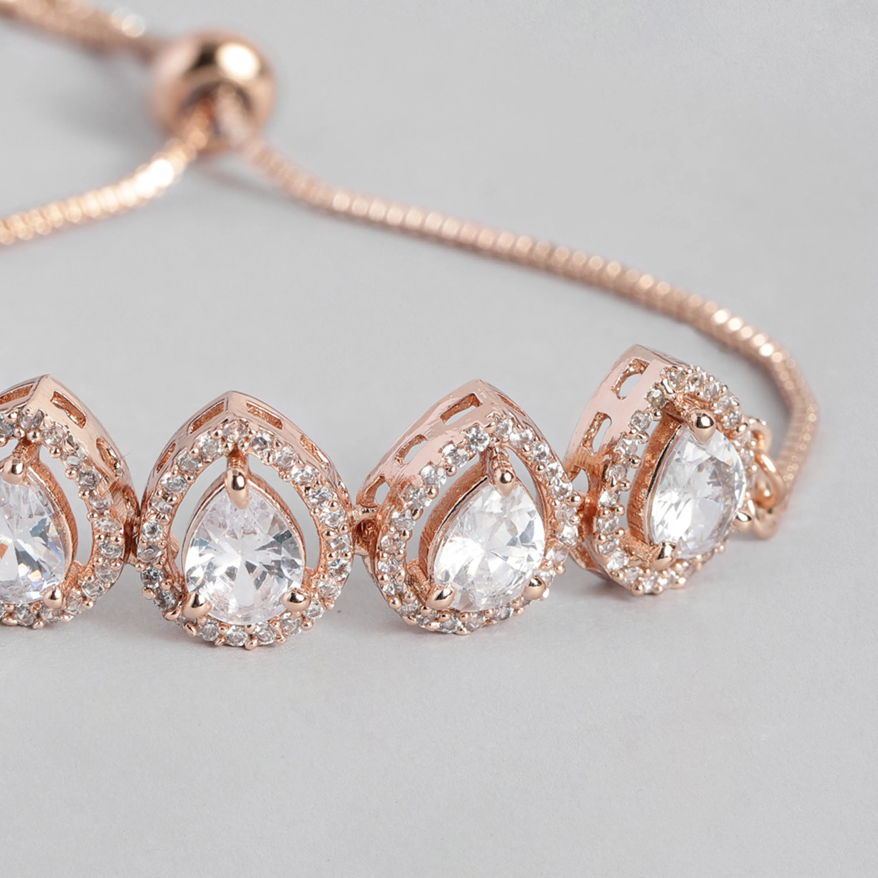 Estele Rose Gold Plated CZ Precious Pears Bracelet for Women