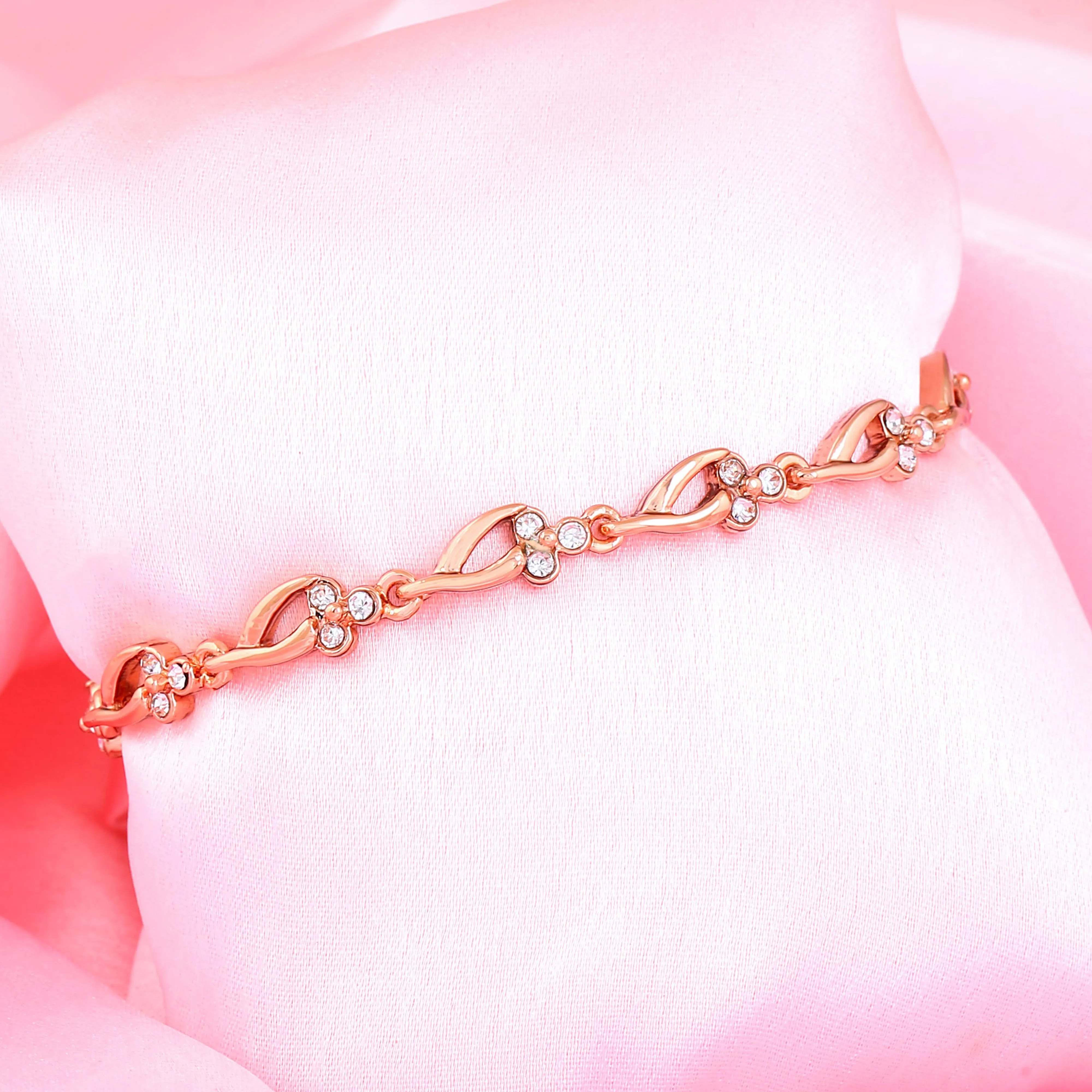 Estele Rose Gold Plated Gorgeous Bracelet with Crystals for Women