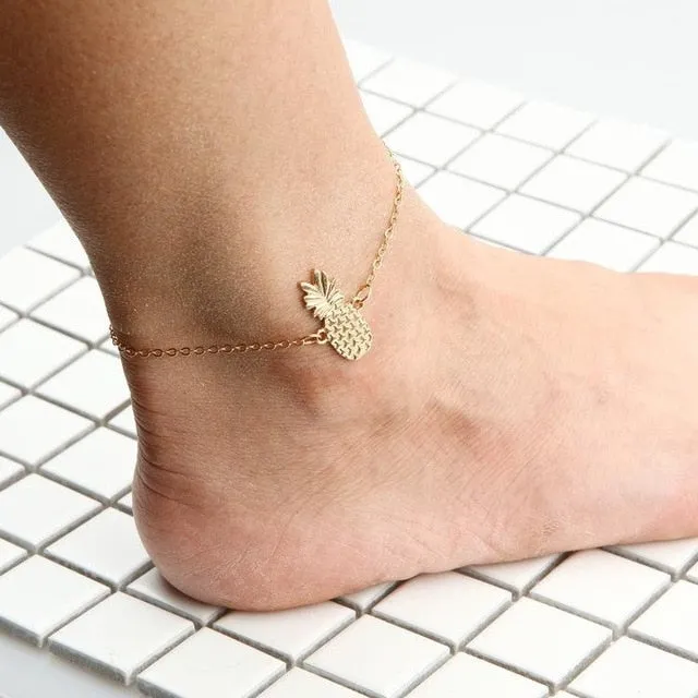 Europe and the United States popular cute hollow three-dimensional pineapple anklet fruit anklet feet bracelet