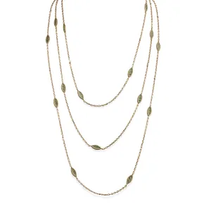 French Art Nouveau 18K Gold and Plique-??-jour Enamel Longchain Necklace