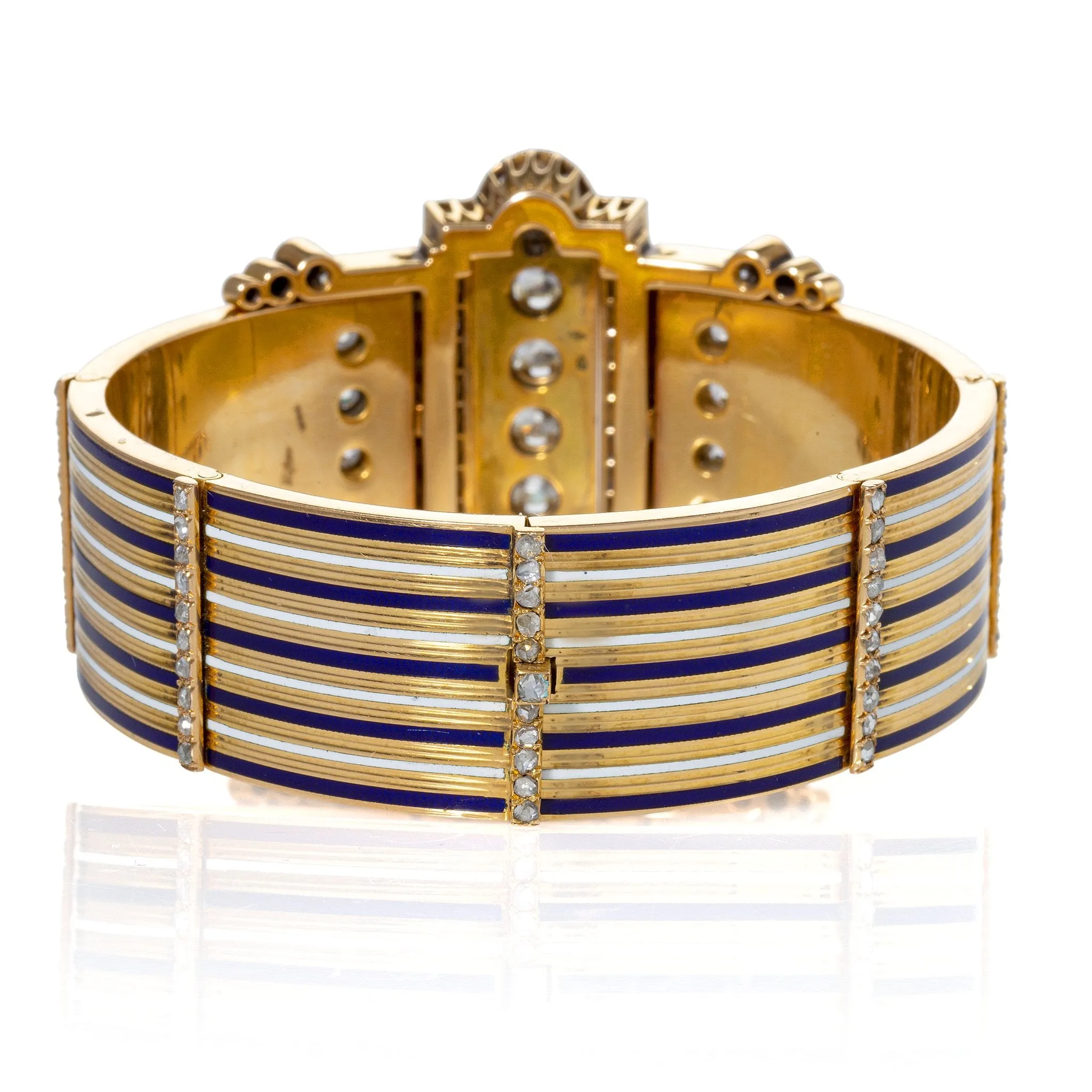 French Diamond and Enamel ??Jarreti??re?? Bangle Bracelet