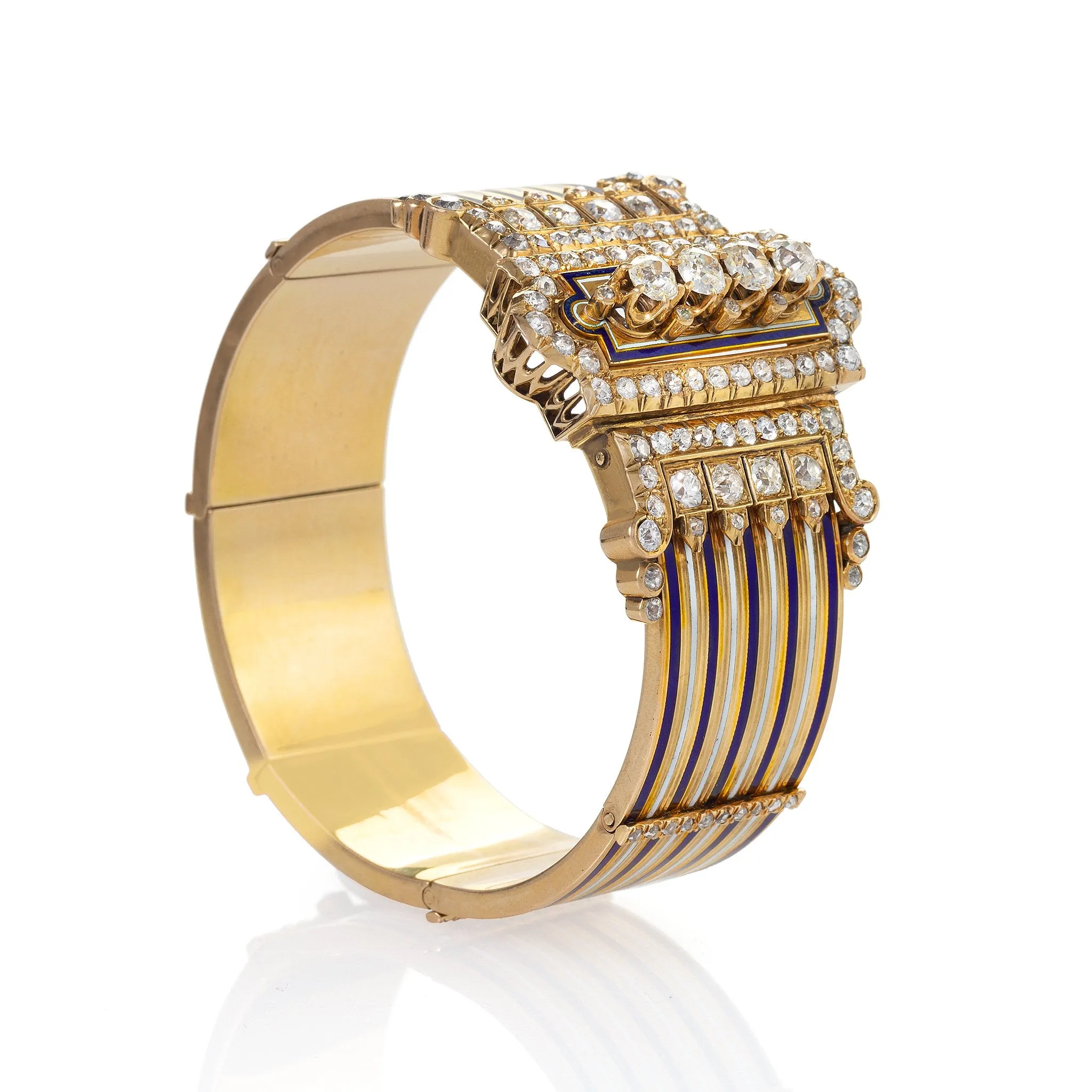 French Diamond and Enamel ??Jarreti??re?? Bangle Bracelet