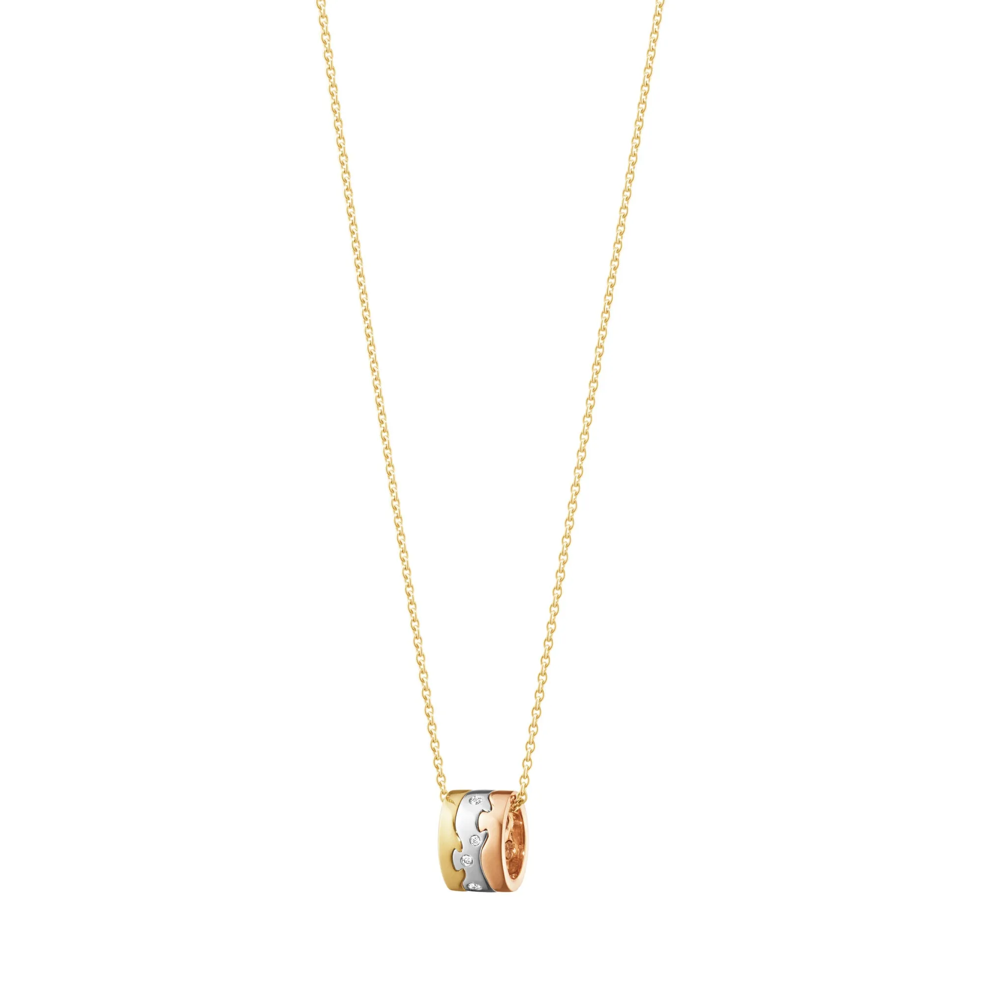 Fusion 18K Gold, White Gold & Rose Gold Necklace w. Diamonds 0.05 ct