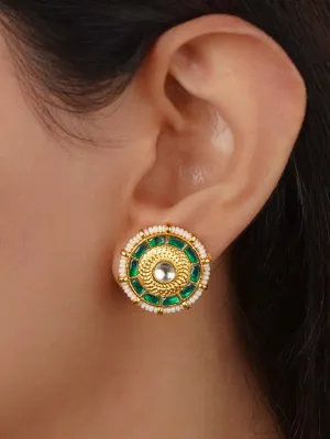 Gold Plated Jadau Kundan Earrings - ME1255