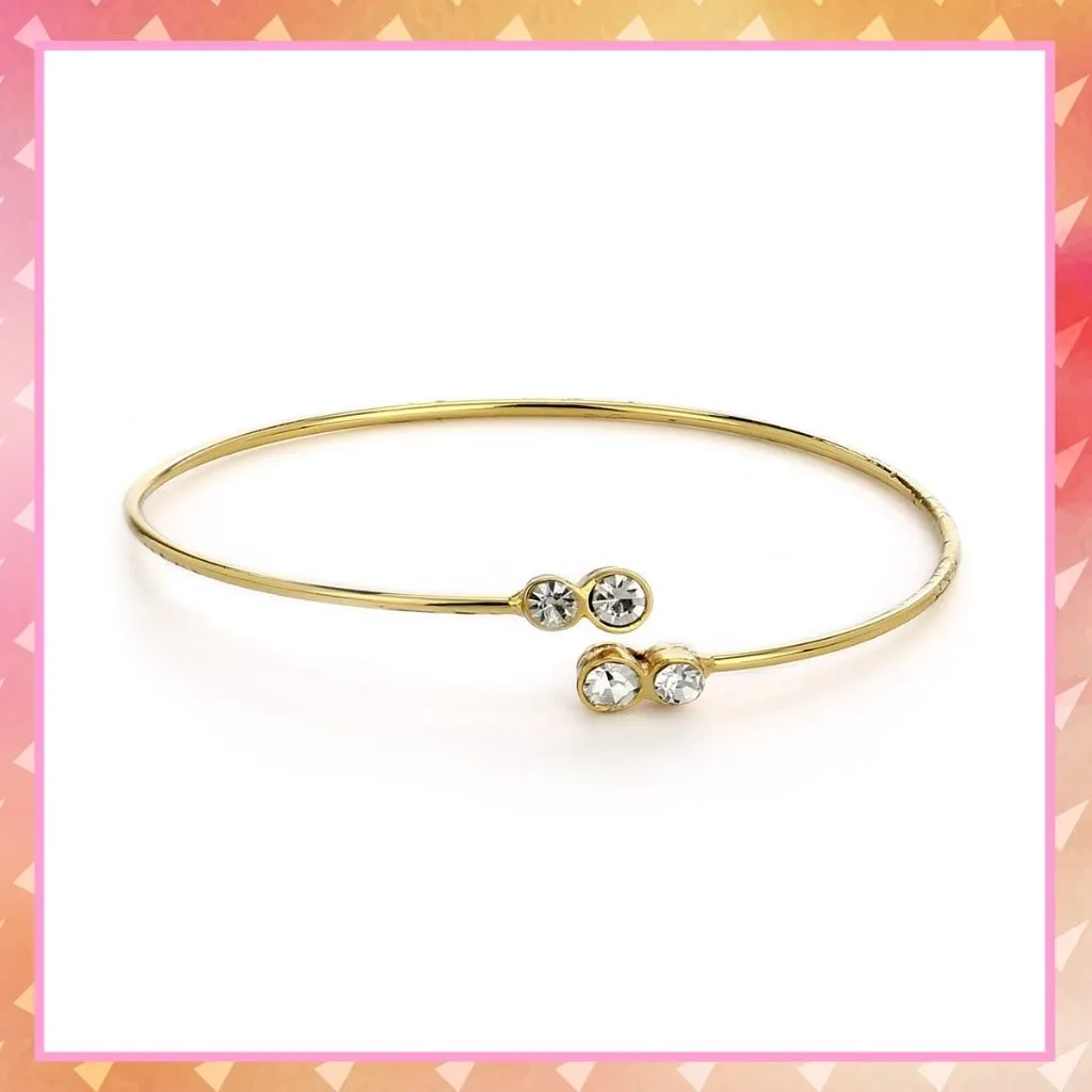 Gold Plated White Stone Bracelet For Womens