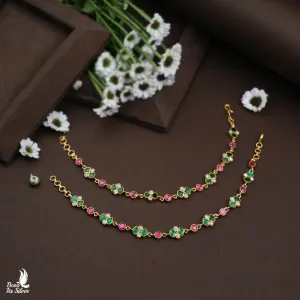 Gold Pleated Kundan Anklet - 3894