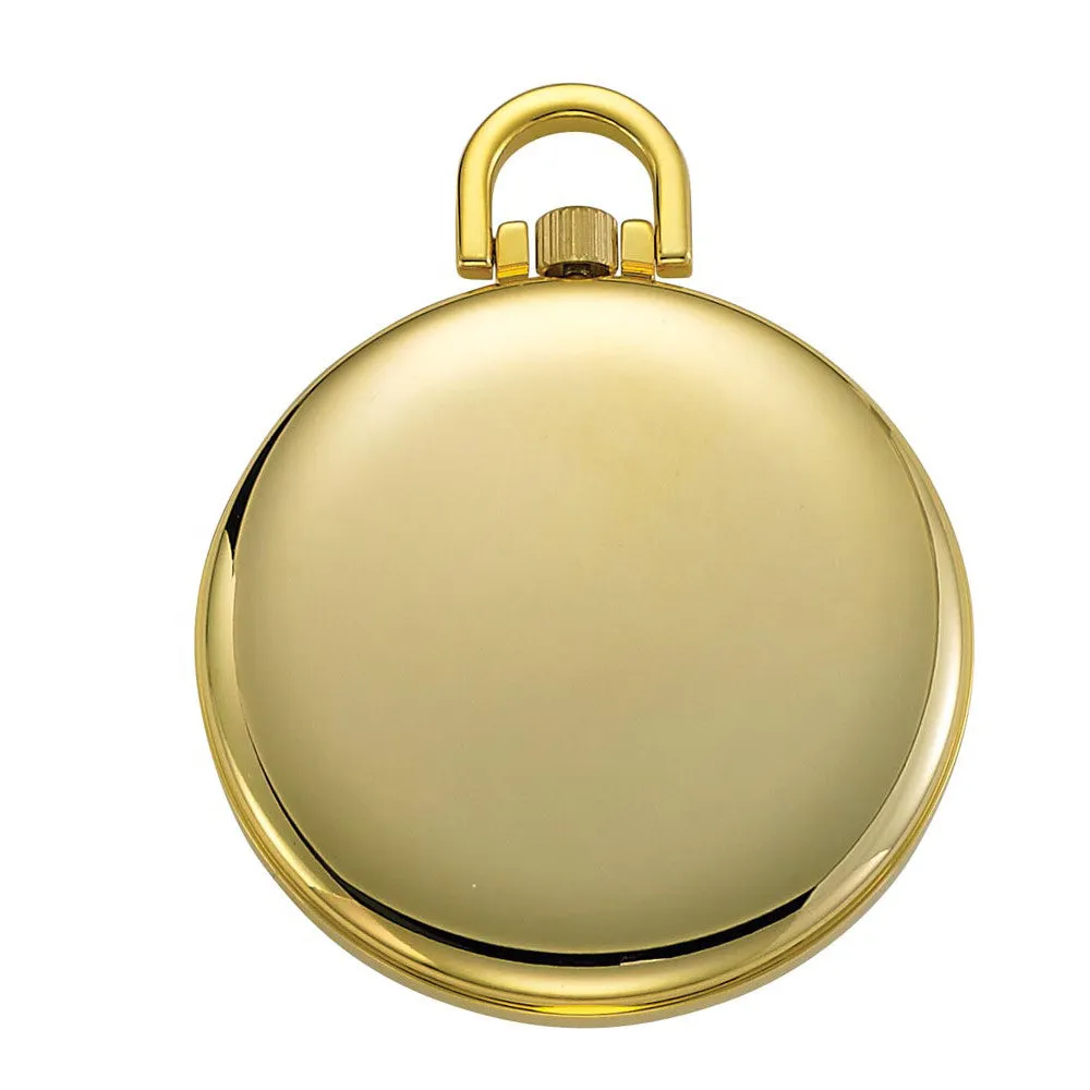 Gotham Men's Gold-Tone Ultra Thin Railroad Open Face Quartz Pocket Watch # GWC15026G