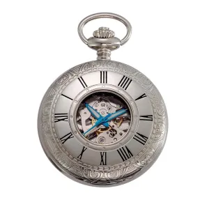 Gotham Men's Silver-Tone 17 Jewel Mechanical Covered Pocket Watch # GWC14036S