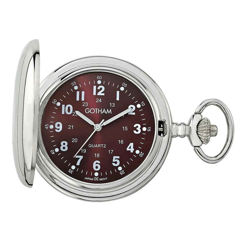 Gotham Men's Silver-Tone Polished Finish Covered Quartz Pocket Watch # GWC15042SM