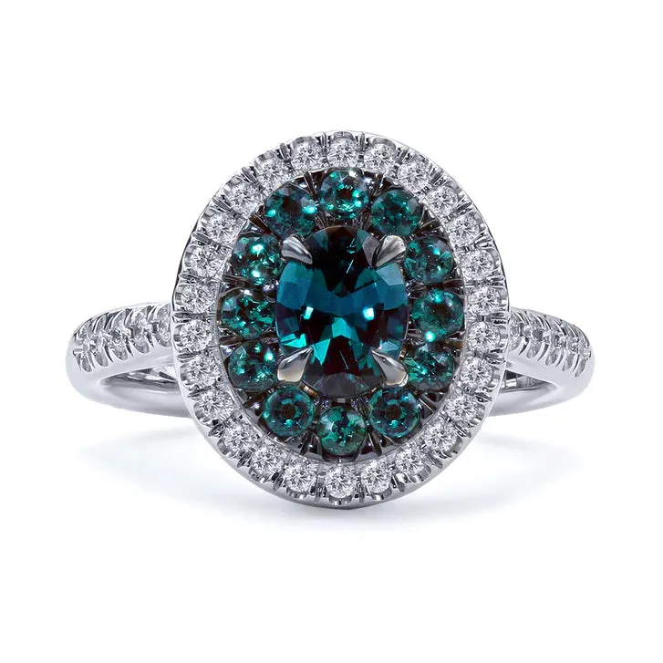 Grand Halo Alexandrite Ring