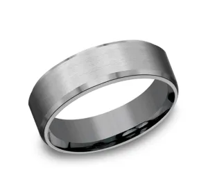 Grey Tantalum Satin Finish 7mm Beveled Wedding Band