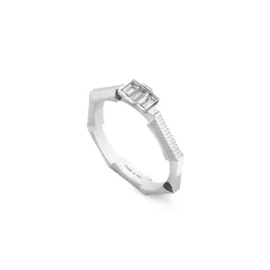 Gucci Link to Love 18ct White Gold Diamond Baguette Cut 3mm Ring D