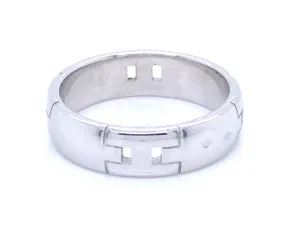 Hermes Hercules Band Ring in 18k White Gold, Size 52