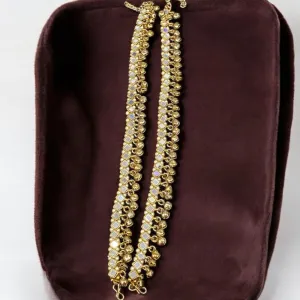 Hira Collections Traditional Gold Plated Mirror Stones Payal Anklets