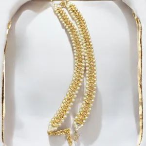 Hira Collections Traditional Gold Plated Pearls Austrian Stones Payal Anklets